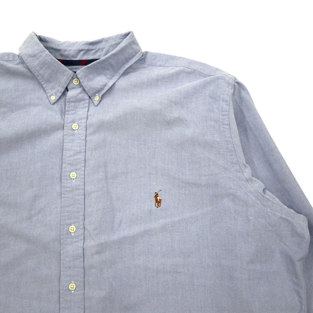 Ralph Lauren 90年代 オックスフォード ボタンダウンシャツ 2XLT ブルー コットン CLASSIC FIT スモールポニー 刺繍