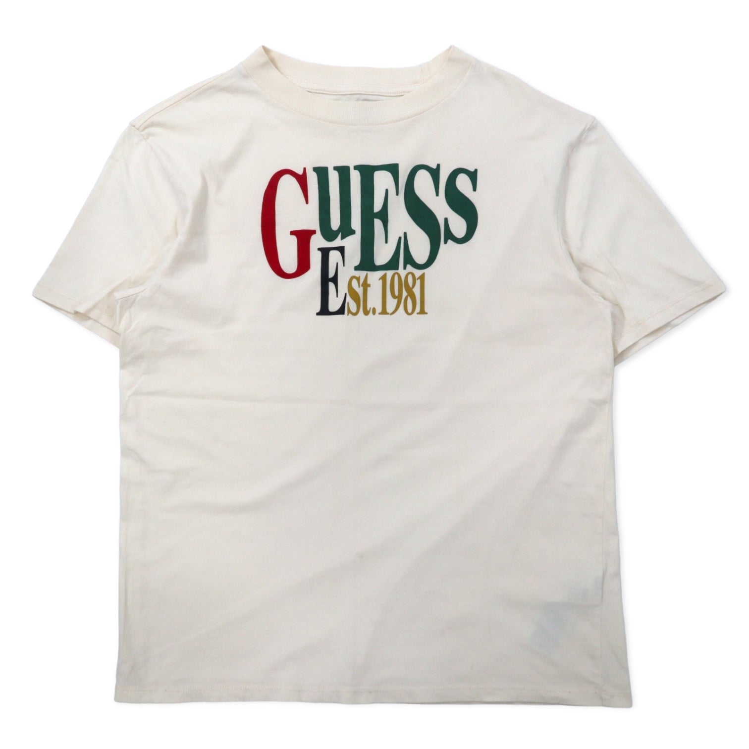 T-shirt GUESS ORIGINALS con stampa logo, taglia M, color crema, cotone elasticizzato