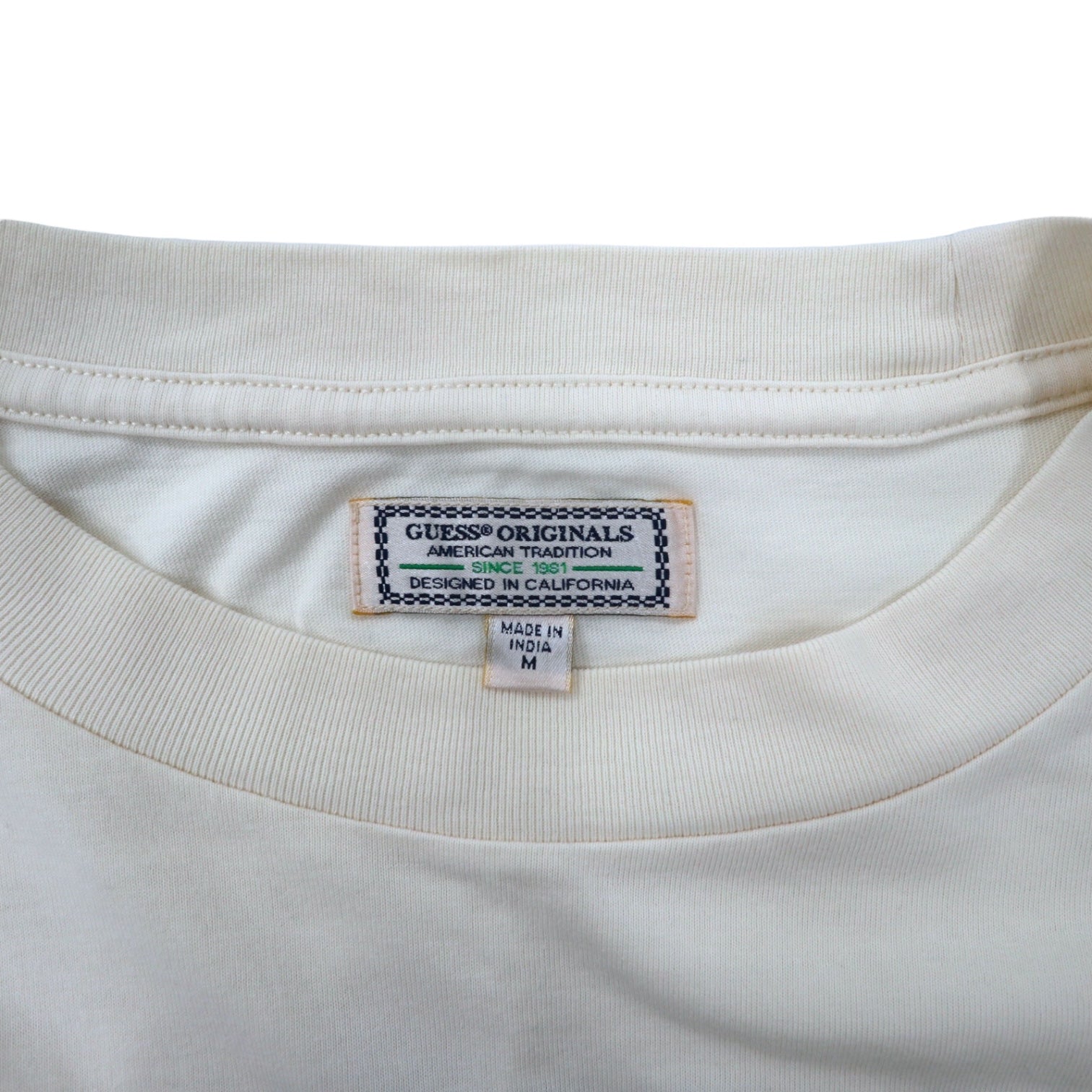 T-shirt GUESS ORIGINALS con stampa logo, taglia M, color crema, cotone elasticizzato
