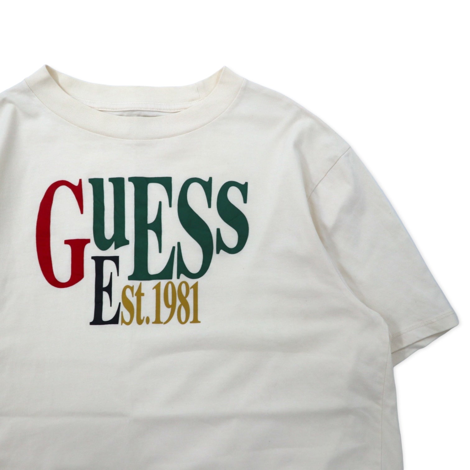 T-shirt GUESS ORIGINALS con stampa logo, taglia M, color crema, cotone elasticizzato