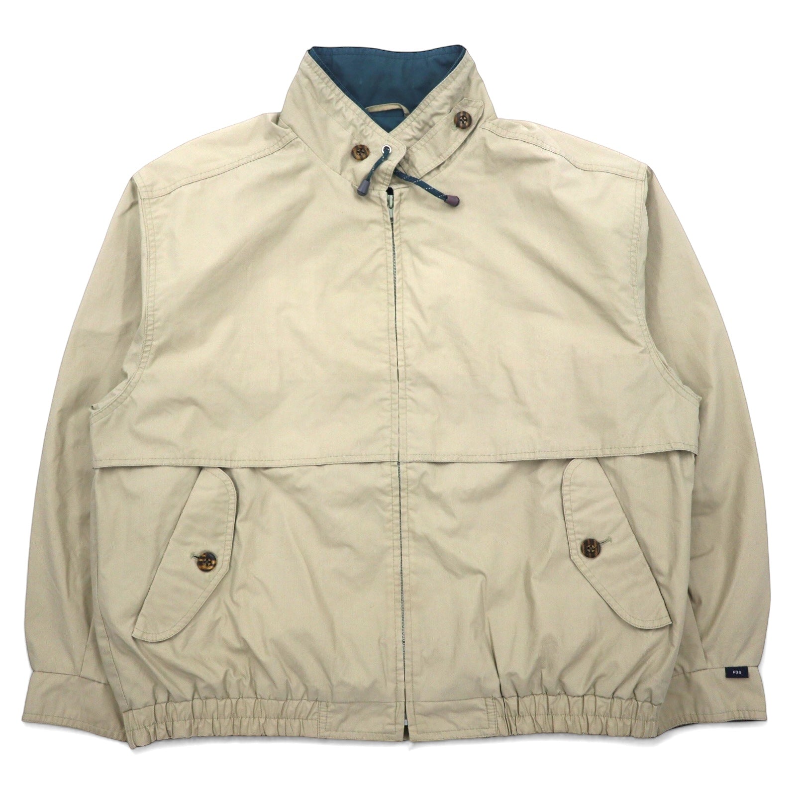 LONDON FOG Harrington Jacket anni '80, taglia L, color beige, in cotone e poliestere, cerniera IDEAL, made in Colombia.