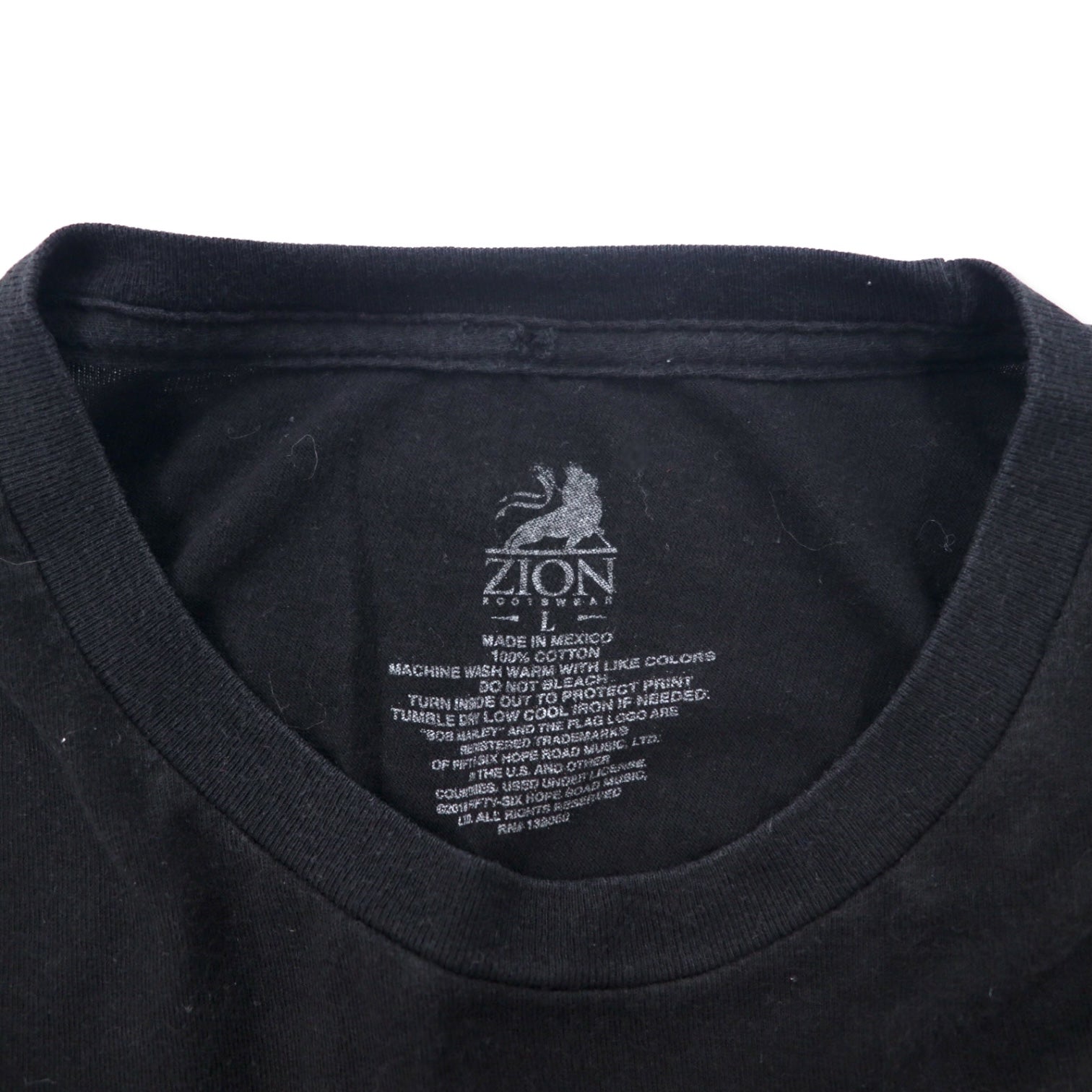ZION ROOTSWEAR ボブマーリー バンド Tシャツ L ブラック コットン メキシコ製