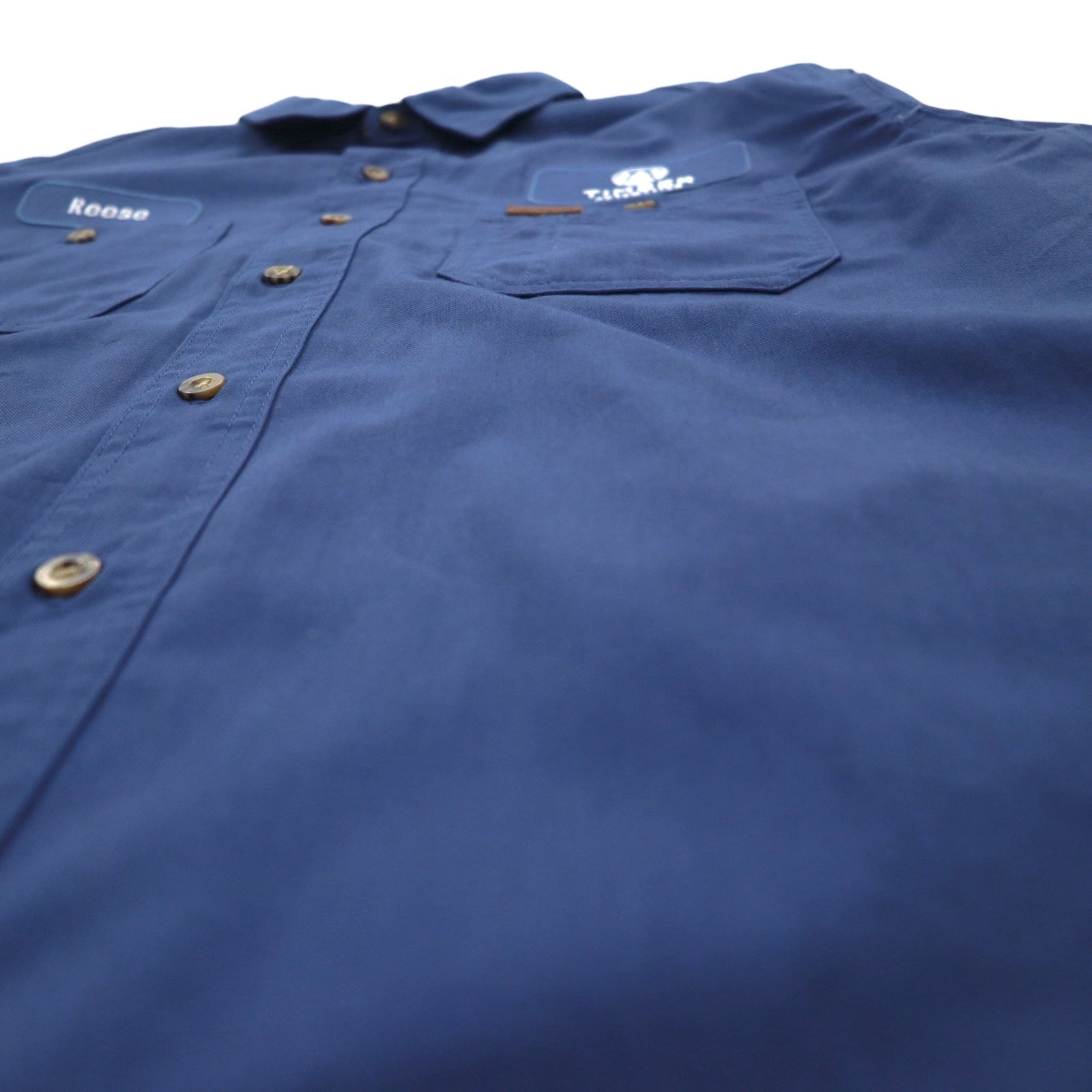 carhartt 半袖 ワークシャツ L ネイビー 胸ポケット US企業 刺繍 TIMBER AUTOMATION 384-19