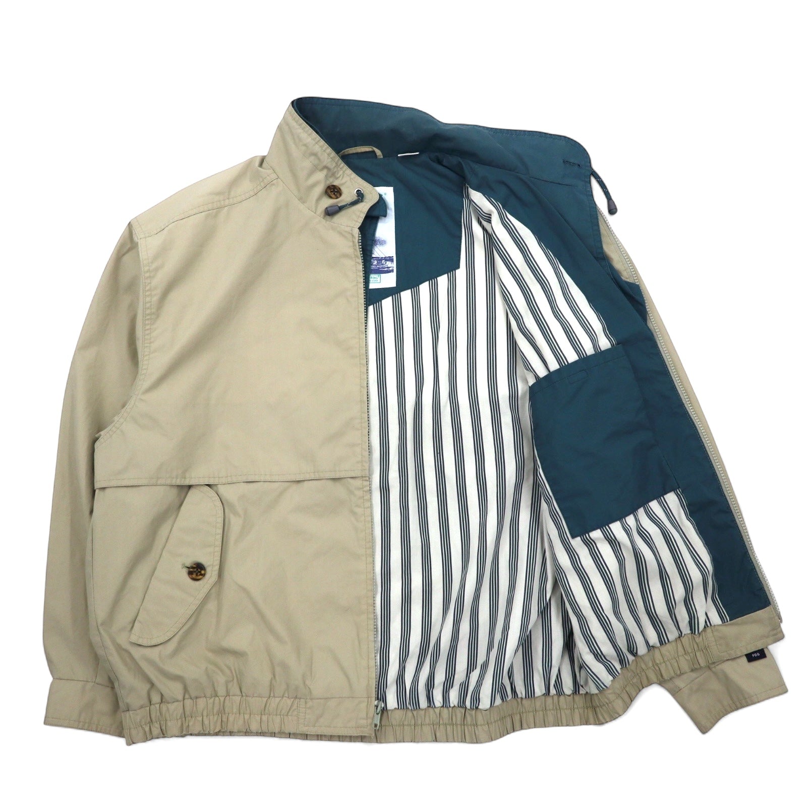 LONDON FOG Harrington Jacket anni '80, taglia L, color beige, in cotone e poliestere, cerniera IDEAL, made in Colombia.