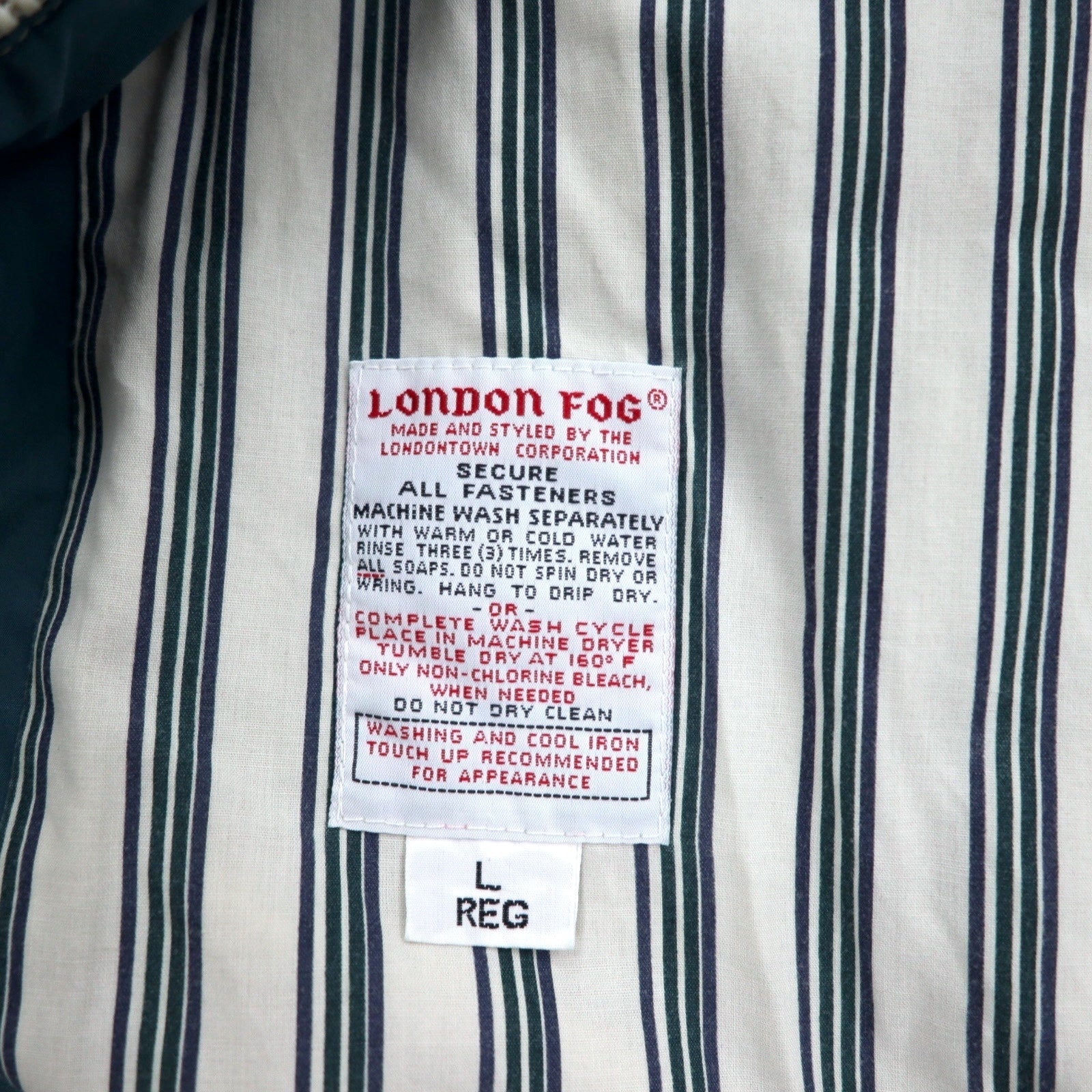 LONDON FOG Harrington Jacket anni '80, taglia L, color beige, in cotone e poliestere, cerniera IDEAL, made in Colombia.
