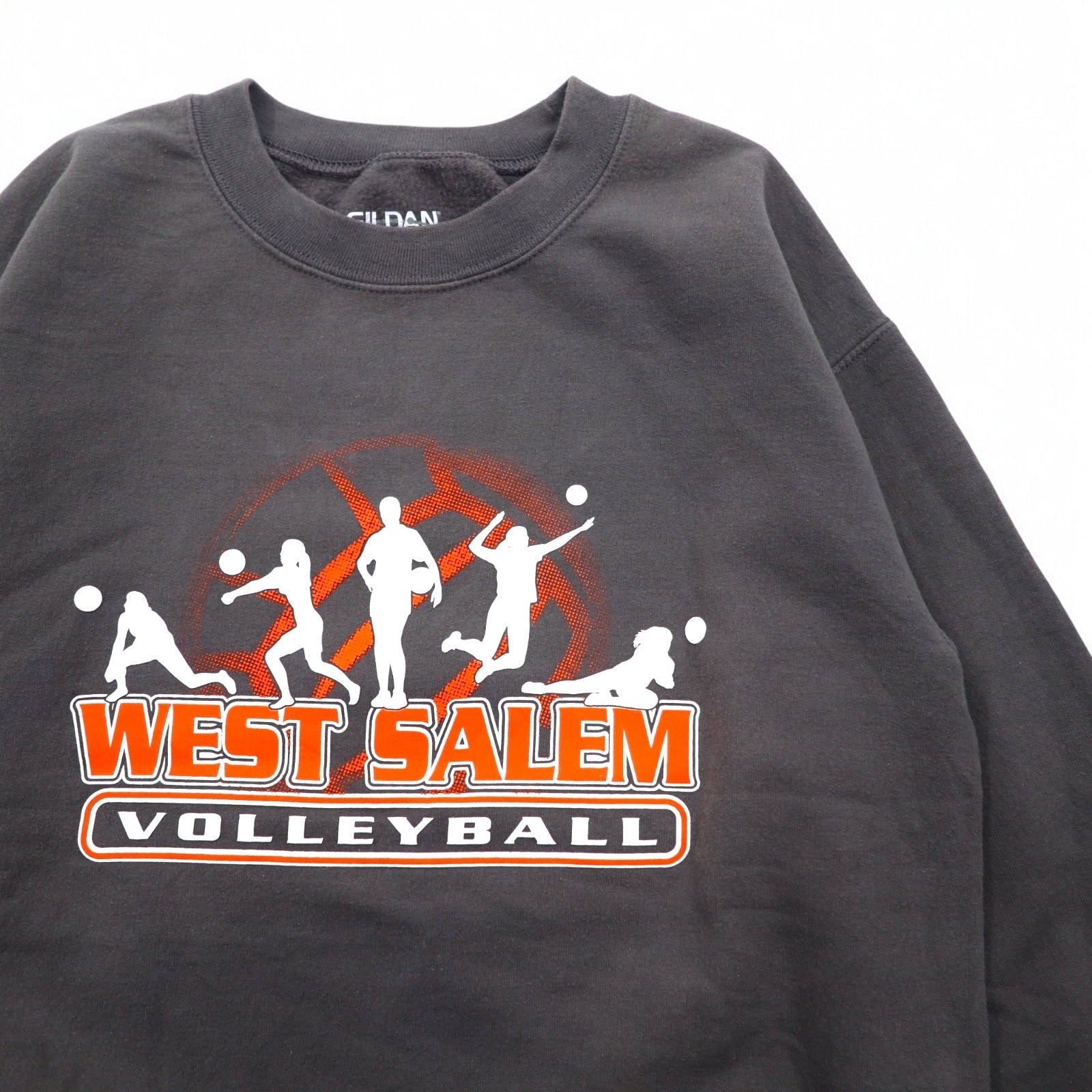 GILDAN Felpa girocollo S grigia con stampa interno felpato WEST SALEM VOLLEYBALL