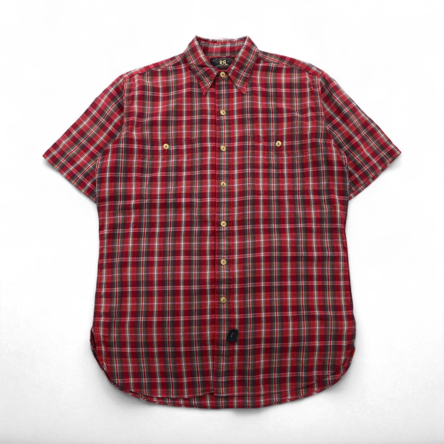 RRL (DOUBLE RL RALPH LAUREN) 90年代 第一期 三つ星タグ 半袖 シャツ L レッド チェック コットン