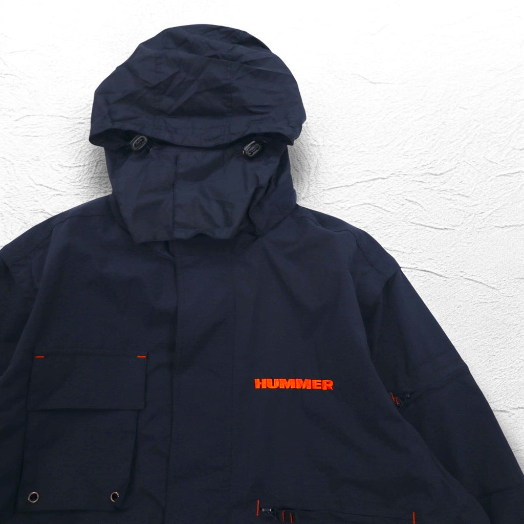 FIELD & STREAM Giacca a vento convertibile 2 vie con gilet XL blu navy fodera in rete cappuccio a scomparsa HUMMER