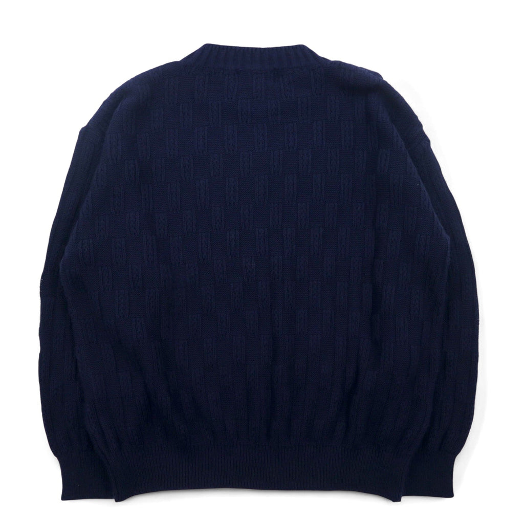 Vintage anni '90 Jacquard Knit UOMO ITALIA Maglione in acrilico con motivo a blocchi jacquard a quadri, taglia M, colore blu navy