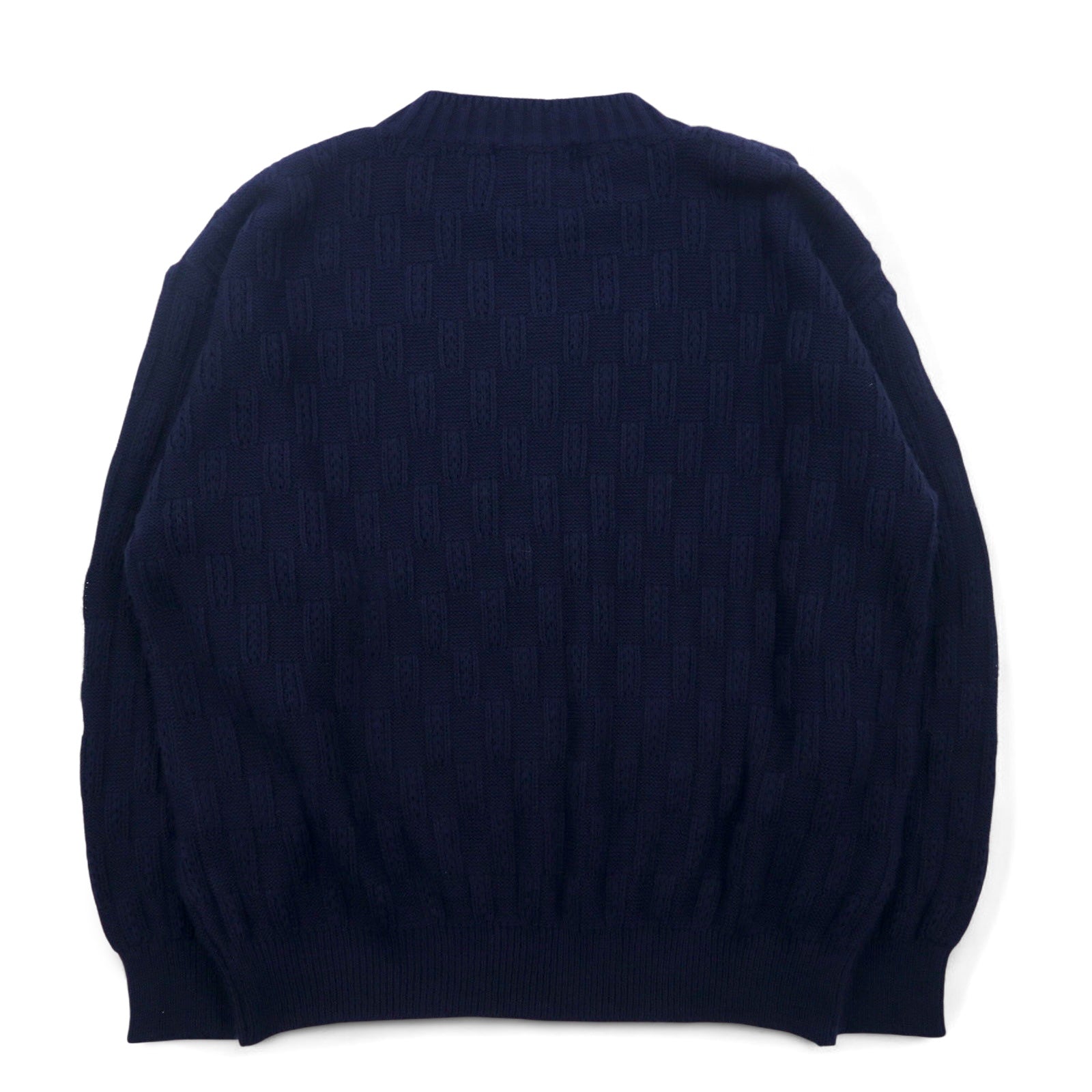 Vintage anni '90 Jacquard Knit UOMO ITALIA Maglione in acrilico con motivo a blocchi jacquard a quadri, taglia M, colore blu navy
