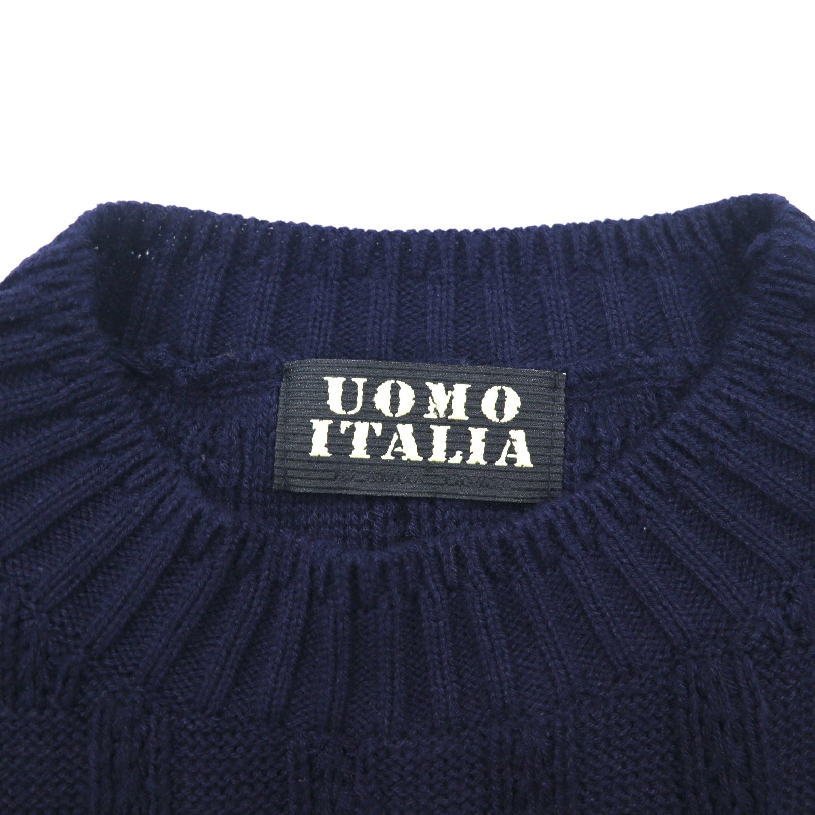 Vintage anni '90 Jacquard Knit UOMO ITALIA Maglione in acrilico con motivo a blocchi jacquard a quadri, taglia M, colore blu navy