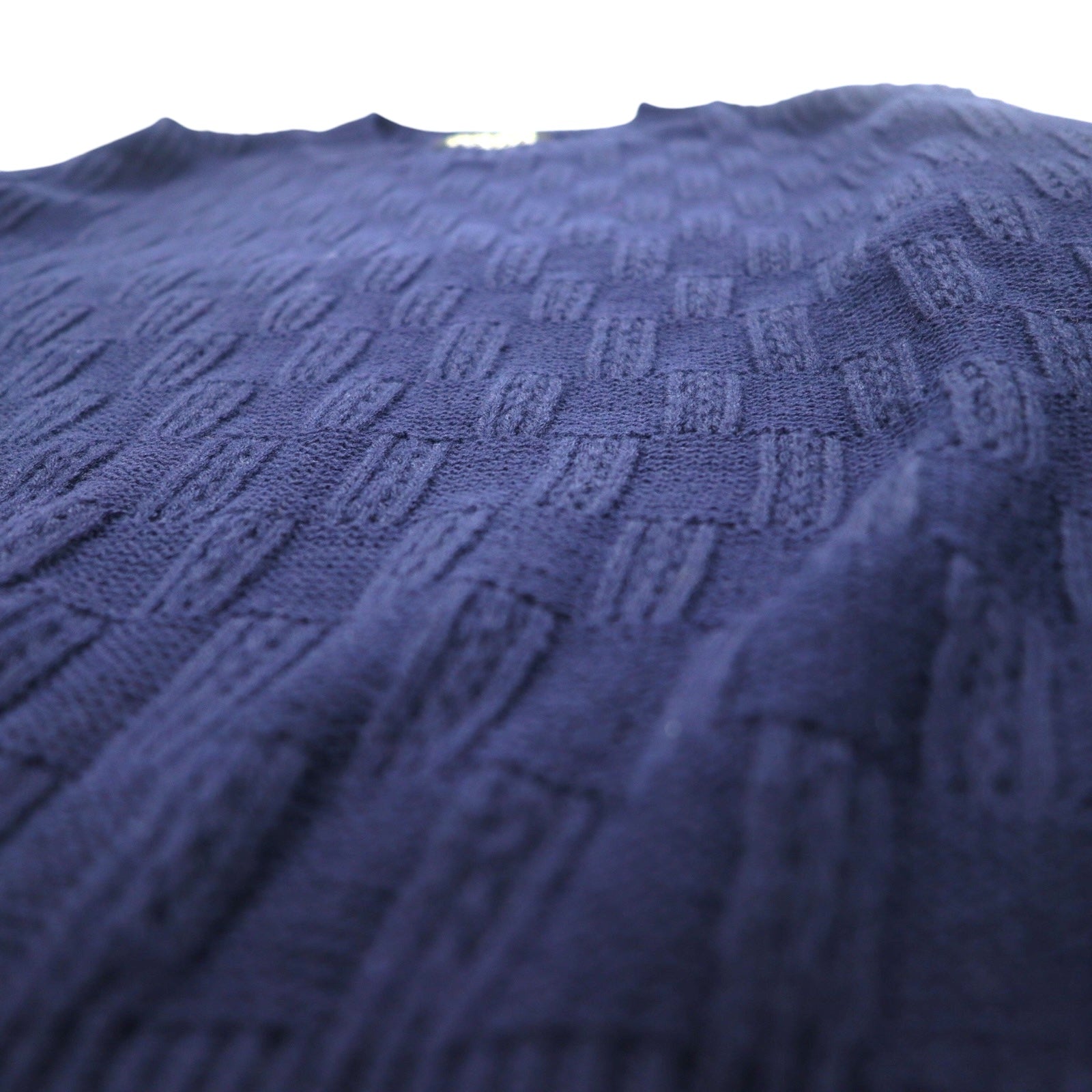 Vintage anni '90 Jacquard Knit UOMO ITALIA Maglione in acrilico con motivo a blocchi jacquard a quadri, taglia M, colore blu navy