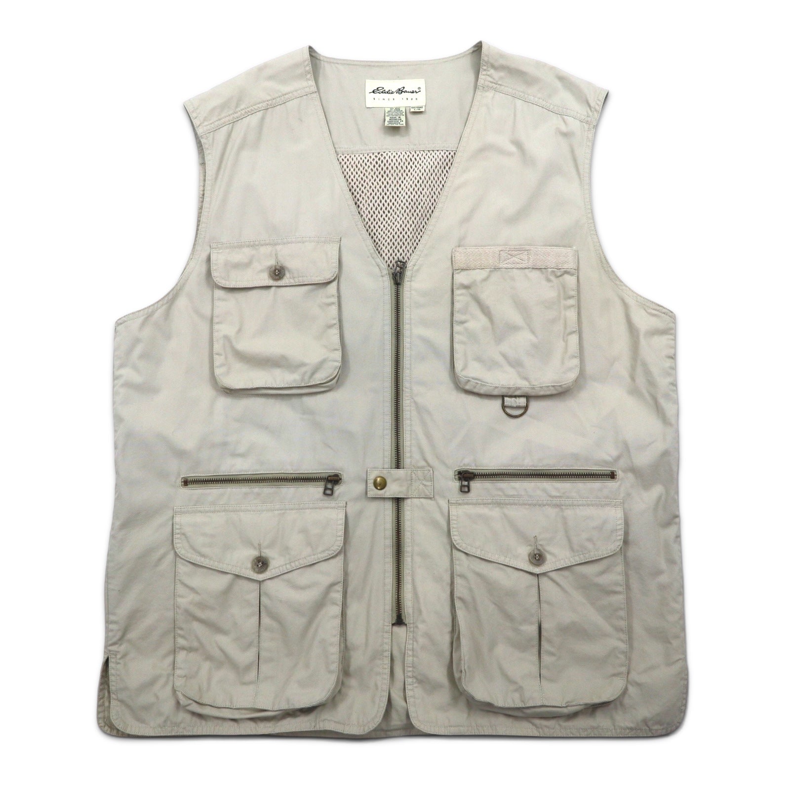Eddie Bauer anni '90 gilet da pesca gilet da caccia L beige cotone
