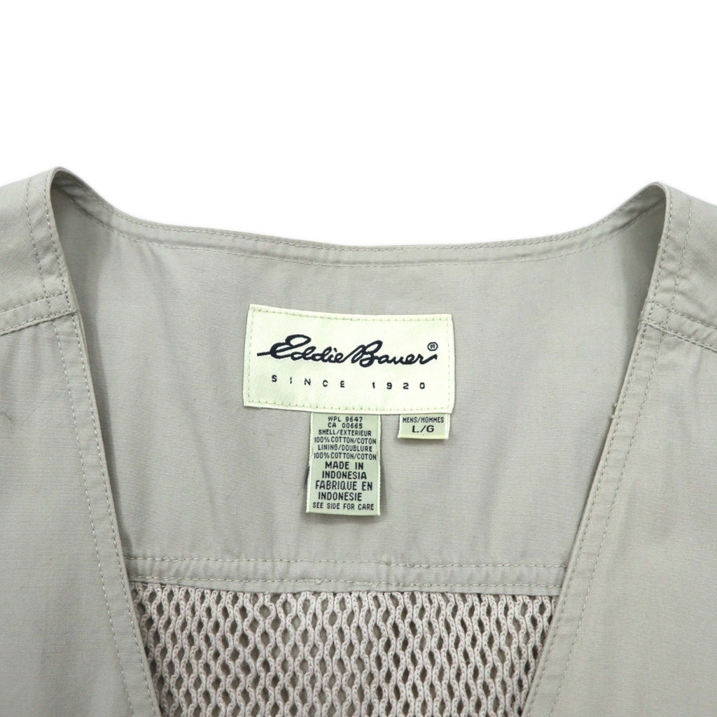 Eddie Bauer anni '90 gilet da pesca gilet da caccia L beige cotone