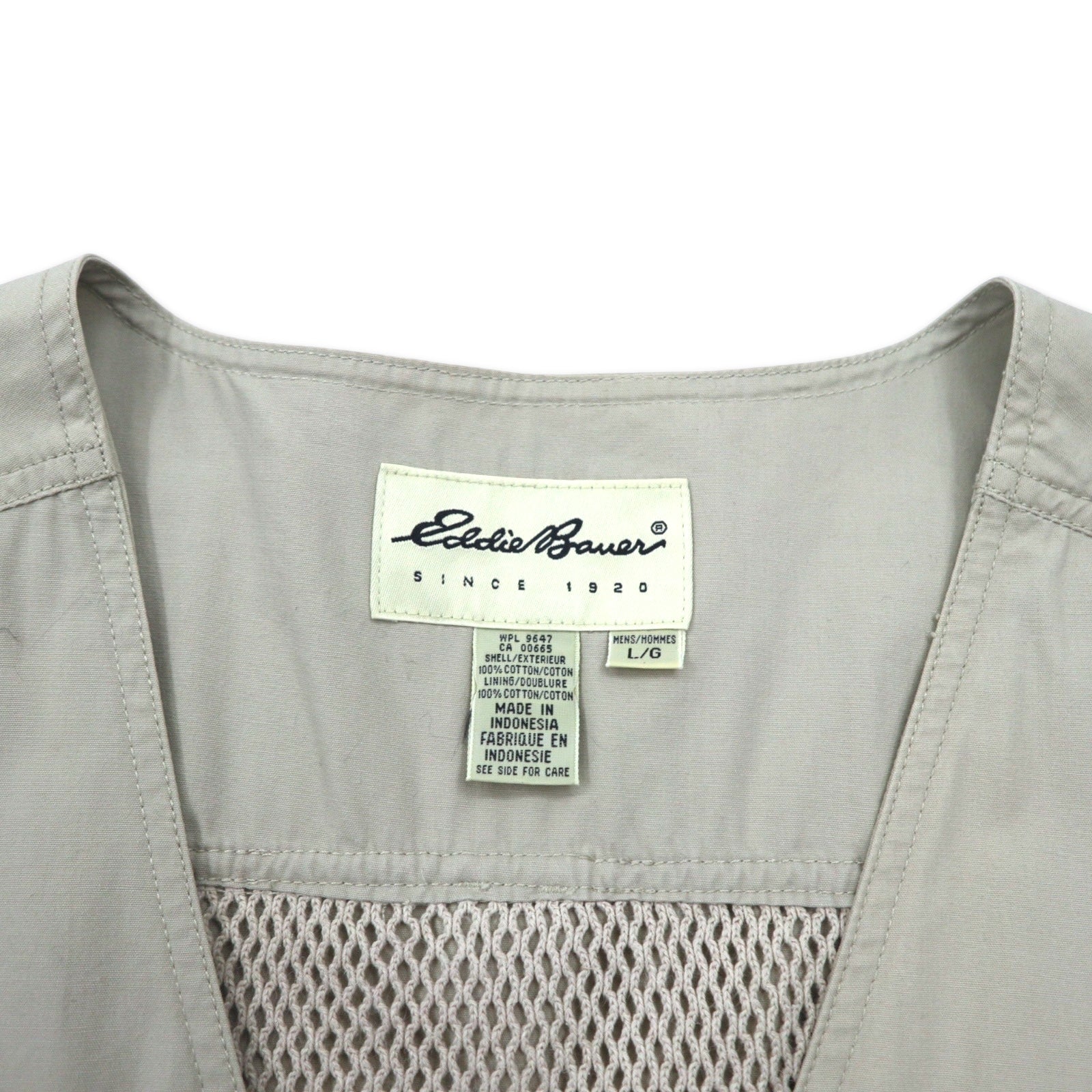 Eddie Bauer anni '90 gilet da pesca gilet da caccia L beige cotone