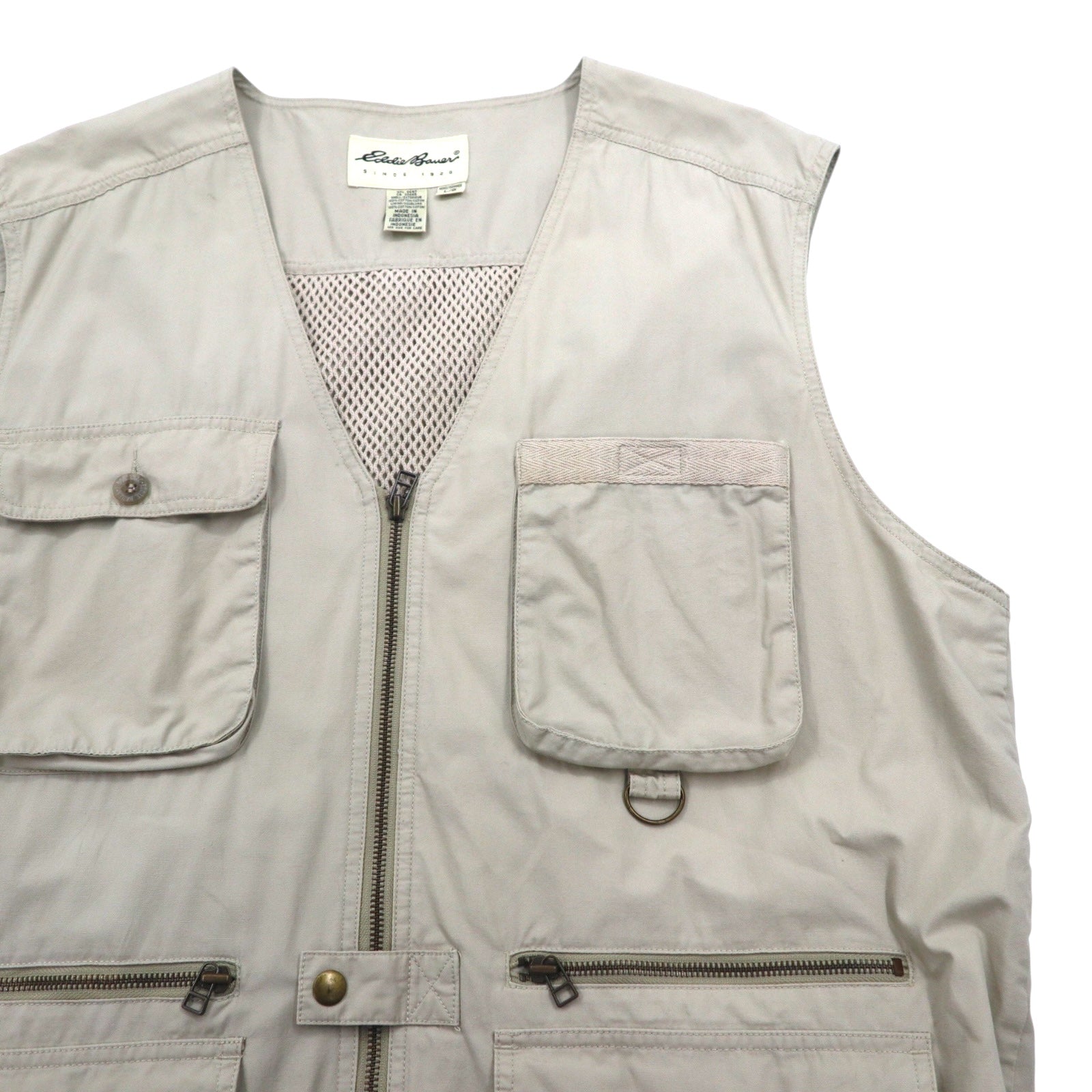 Eddie Bauer anni '90 gilet da pesca gilet da caccia L beige cotone