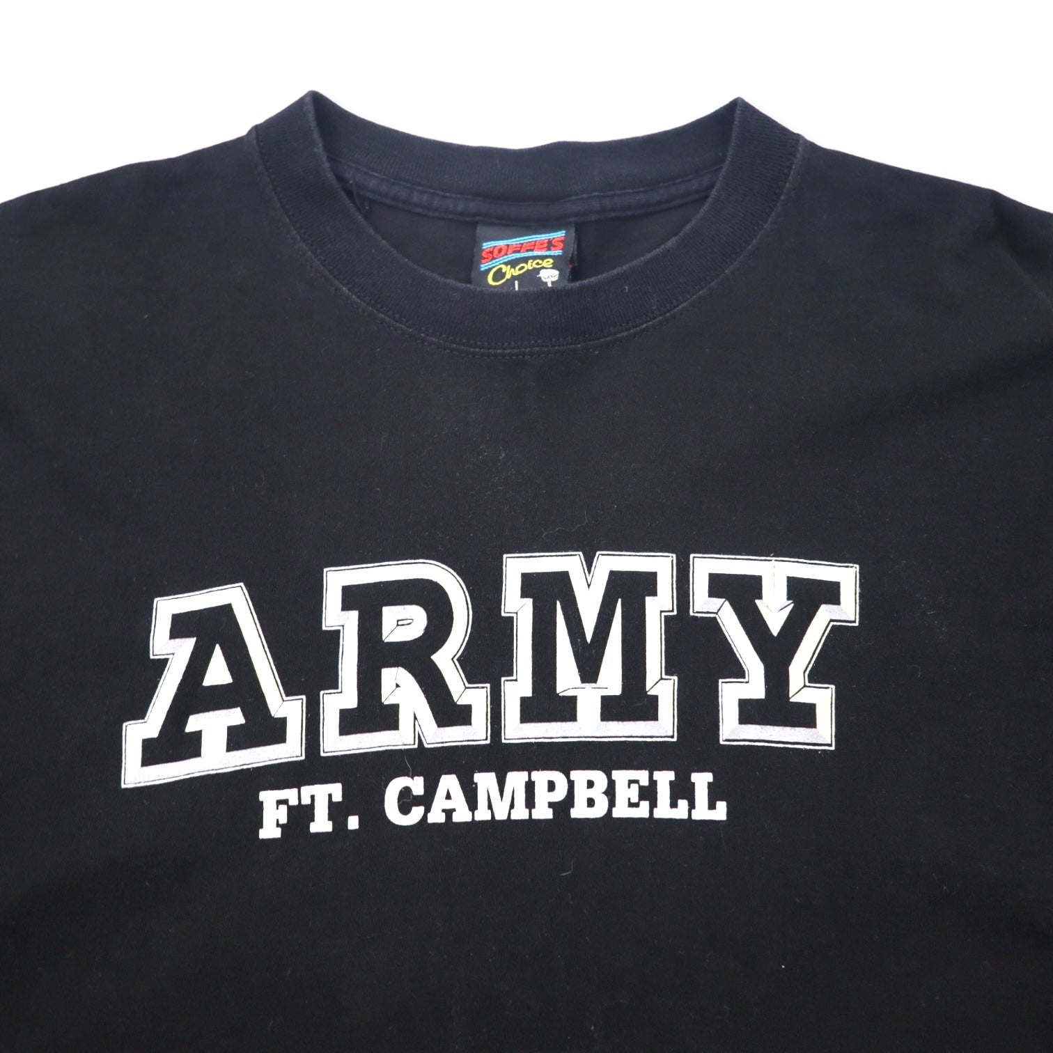 US ARMY Prodotto negli Stati Uniti Anni '90 T-shirt stampata L Nera Cotone SOFFE'S Choice