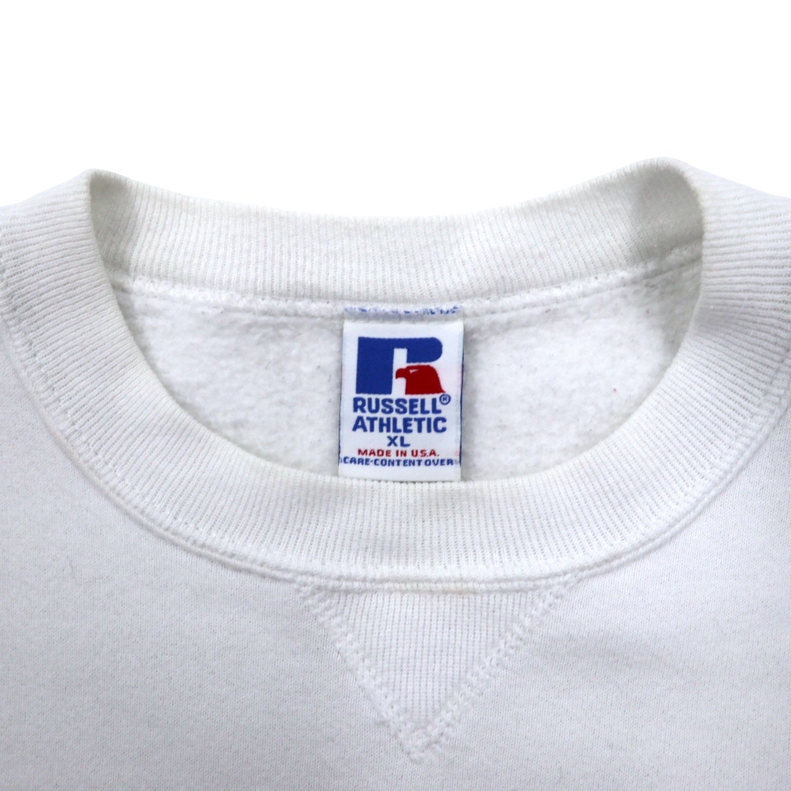 USA製 90s RUSSELL ATHLETIC Felpa Stampa College XL Bianca Cotone Logo ad Arco Stampa a Tre Livelli DUQUESNE UNIVERSITY