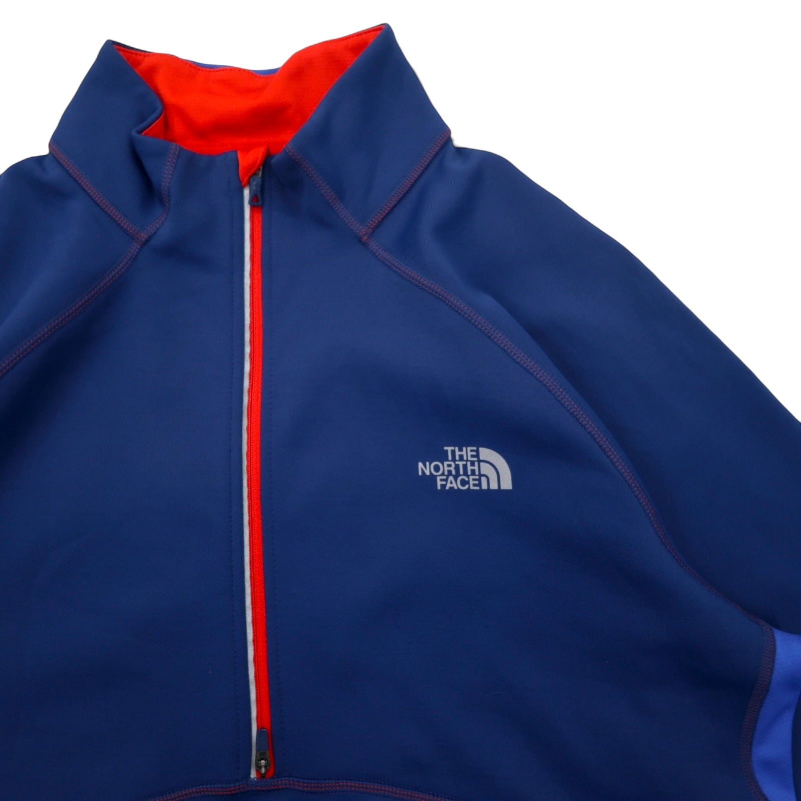 THE NORTH FACE T-shirt tecnica FlashDry a mezza zip, taglia M, blu navy, in poliestere elasticizzato, con tecnologia FLASHDRY e fori per i pollici, standard US.