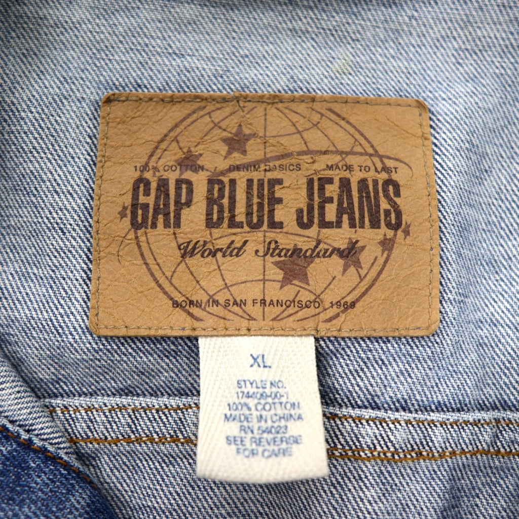 GAP BLUE JEANS 00s Old Gap Giubbotto in denim Gilet XL Blu Cotone 174409-00
