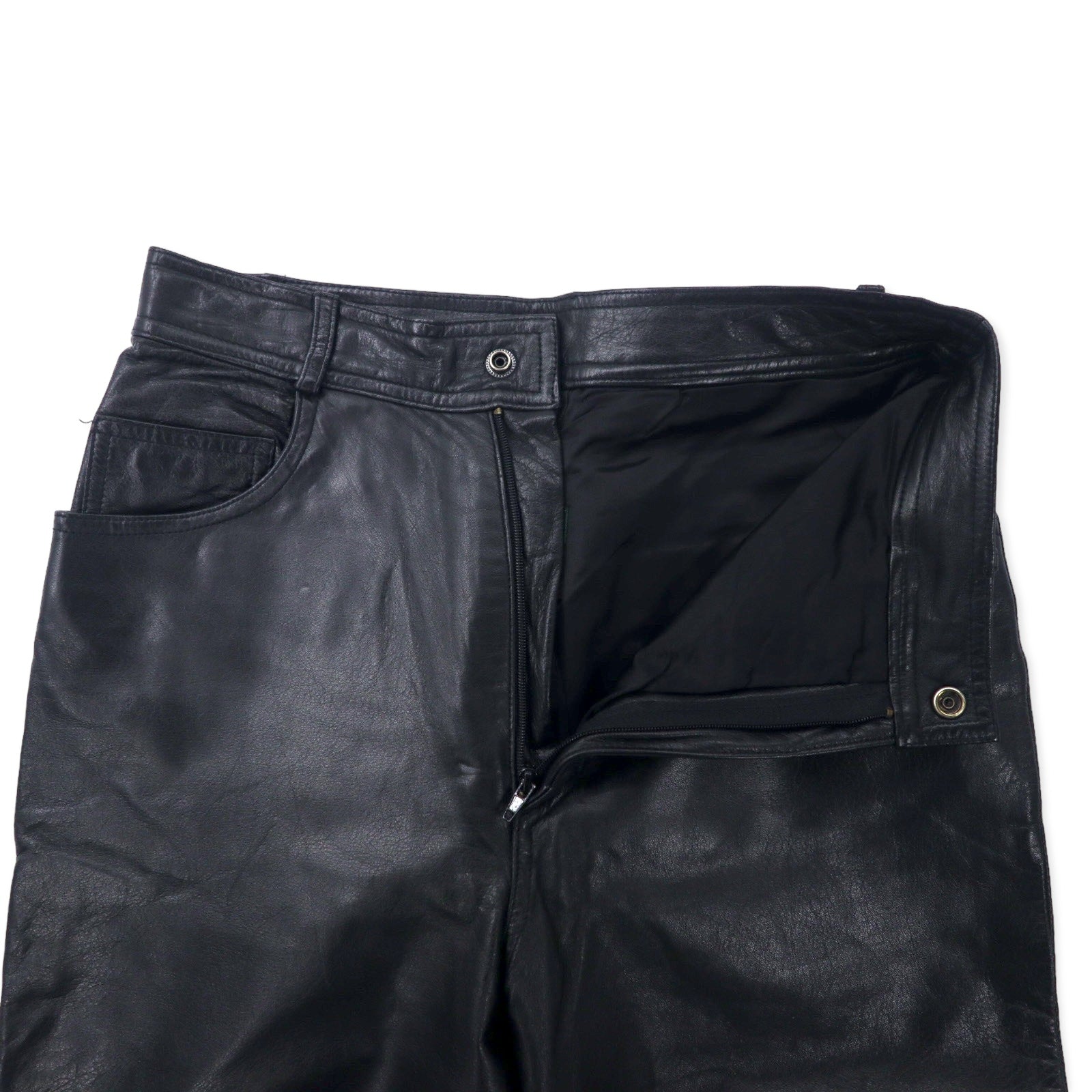 DANIER CANADA Pantaloni in pelle S Neri con cerniera lampo