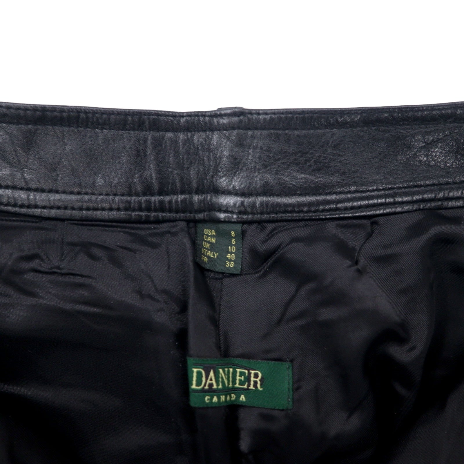 DANIER CANADA Pantaloni in pelle S Neri con cerniera lampo