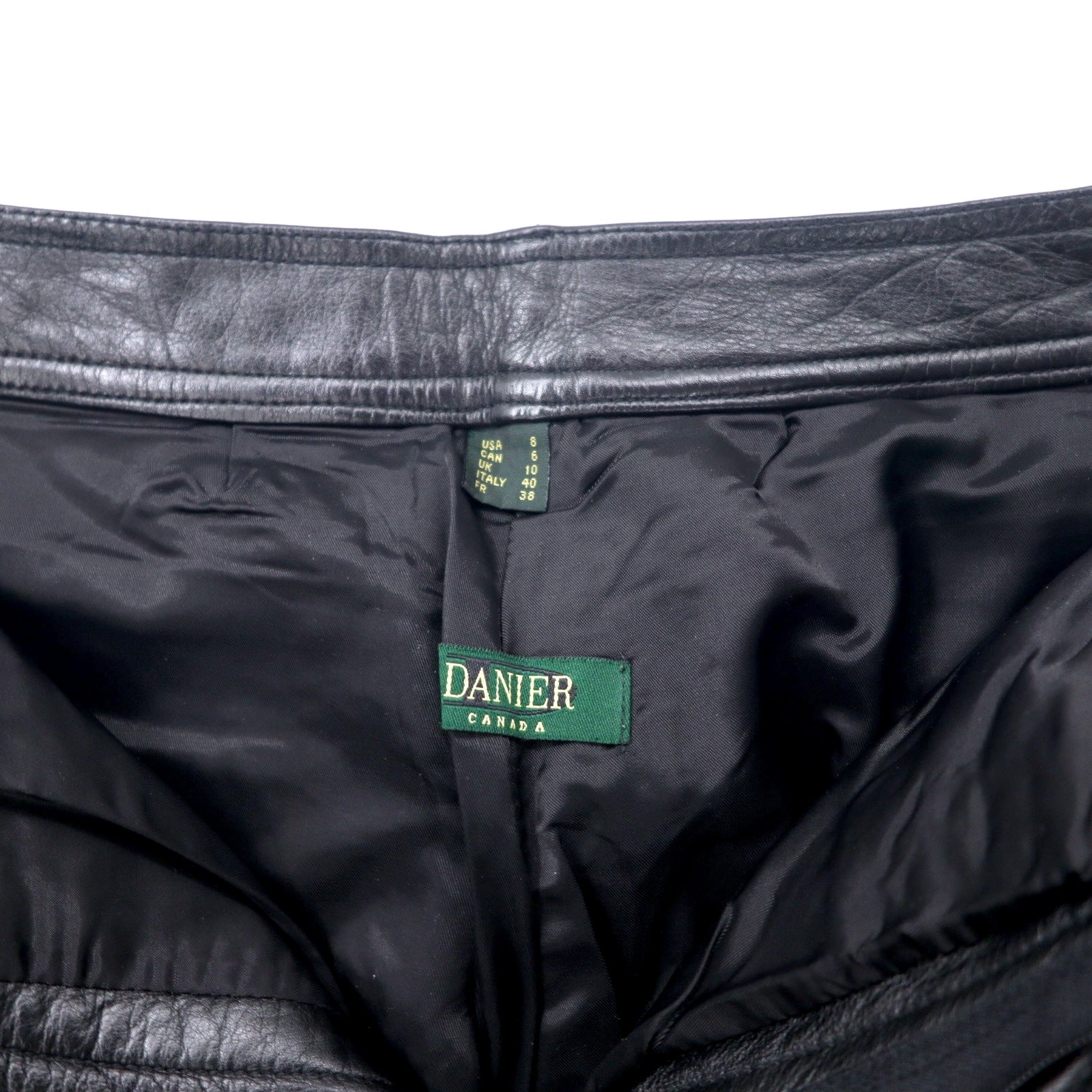 DANIER CANADA Pantaloni in pelle S Neri con cerniera lampo