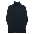 DKNY Maglione dolcevita a costine, taglia L, nero, viscosa, con targhetta logo