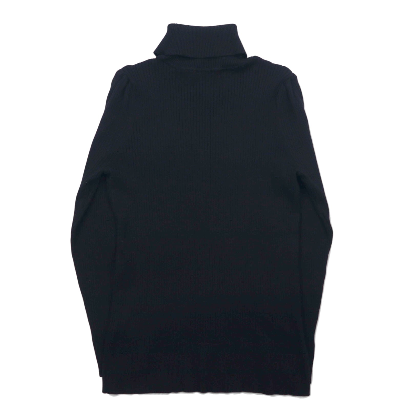 DKNY Maglione dolcevita a costine, taglia L, nero, viscosa, con targhetta logo