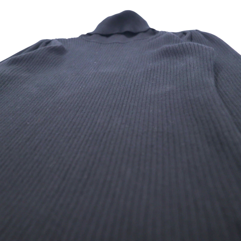 DKNY Maglione dolcevita a costine, taglia L, nero, viscosa, con targhetta logo