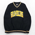 LEGENDS ATHLETIC USA 90s Giacca a vento in nylon a pullover con scollo a costine XL nera college GRAMBLING logo ad arco