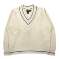 nautica Anni '90 Maglione Tilden Scollo a V L Crema Cotone A Treccia