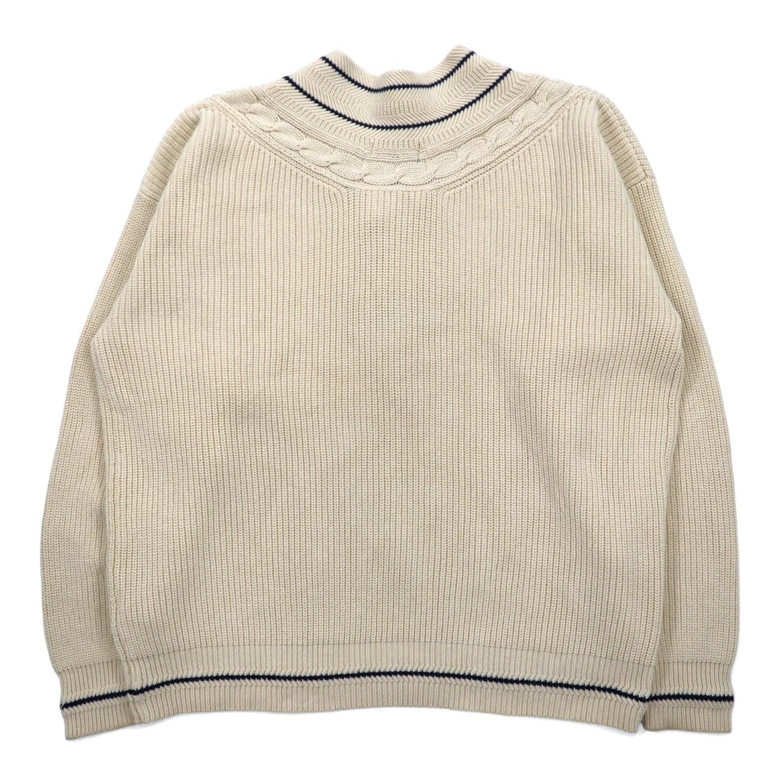 nautica Anni '90 Maglione Tilden Scollo a V L Crema Cotone A Treccia