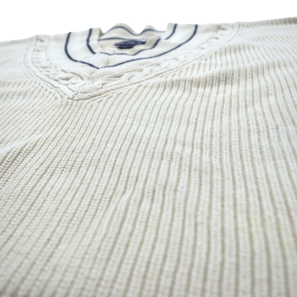 nautica Anni '90 Maglione Tilden Scollo a V L Crema Cotone A Treccia