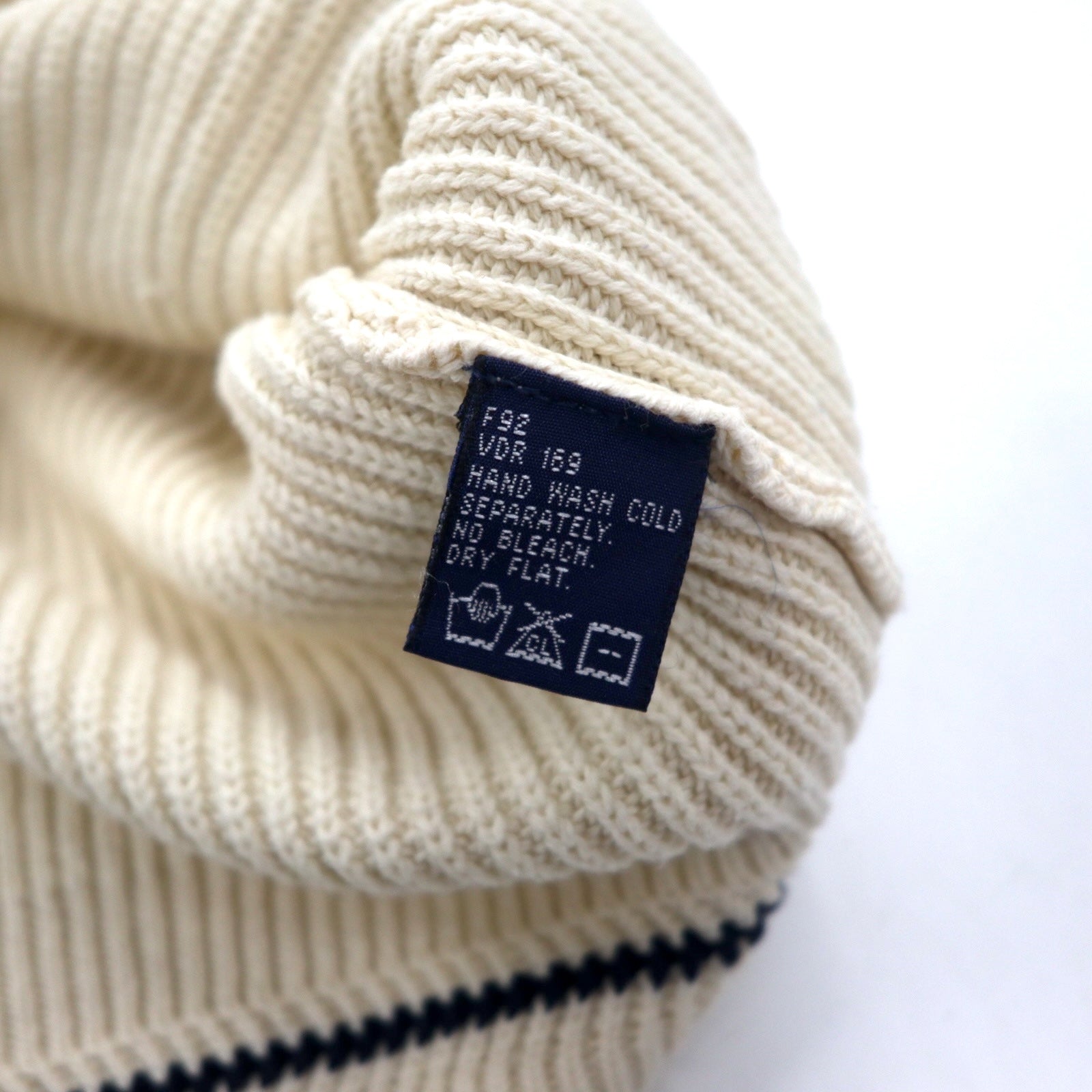 nautica Anni '90 Maglione Tilden Scollo a V L Crema Cotone A Treccia