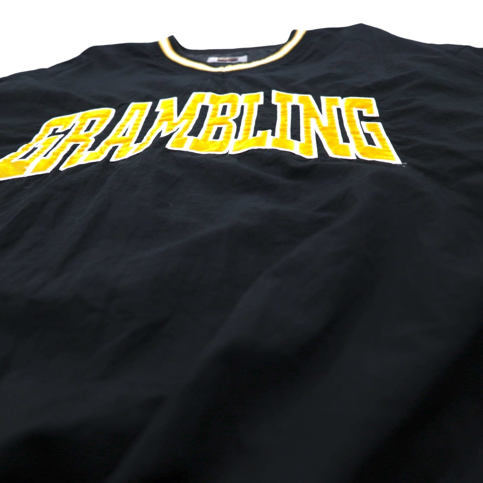 LEGENDS ATHLETIC USA 90s Giacca a vento in nylon a pullover con scollo a costine XL nera college GRAMBLING logo ad arco