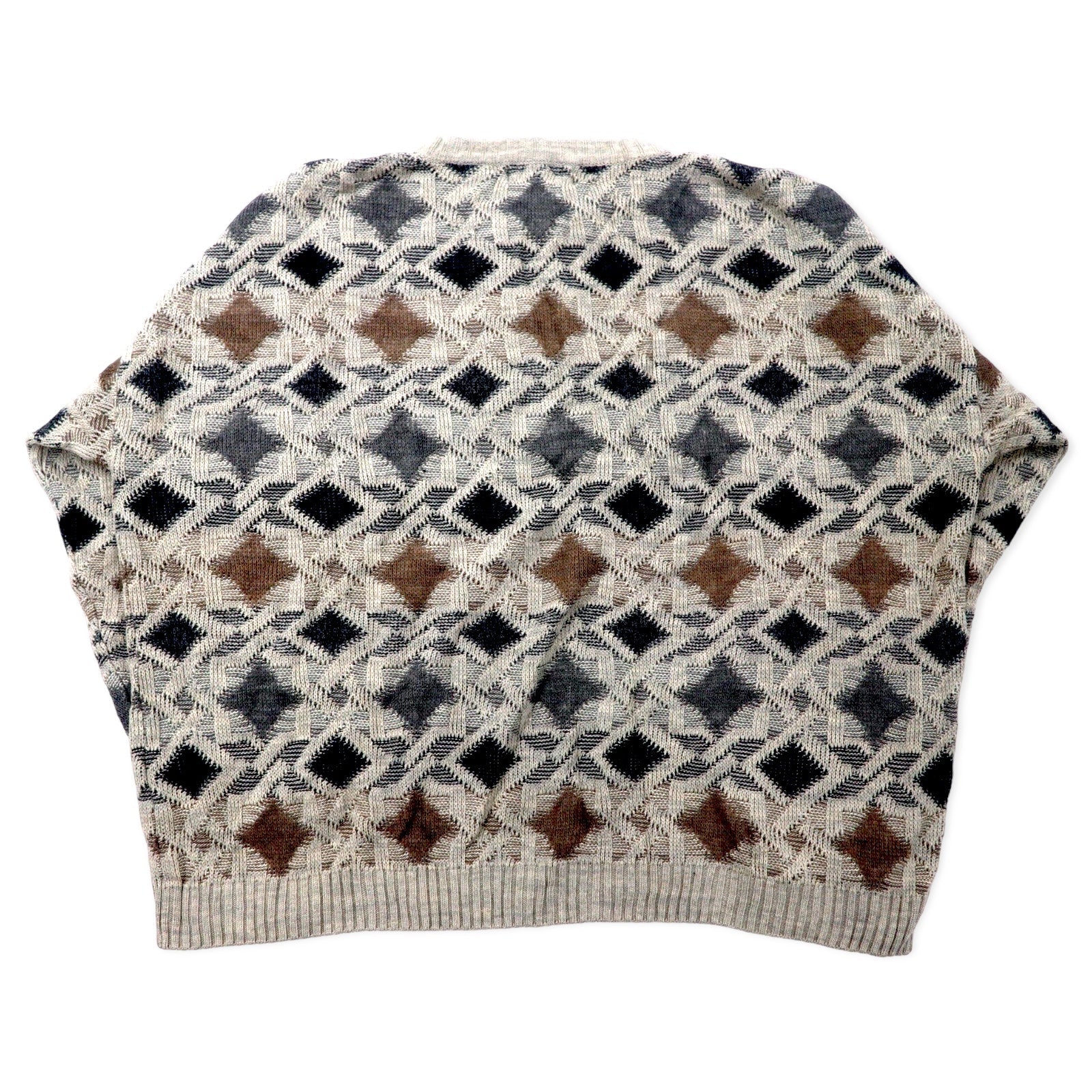 NATURAL ISSUE anni '90 maglione in maglia grossa fantasia all-over XXL grigio acrilico