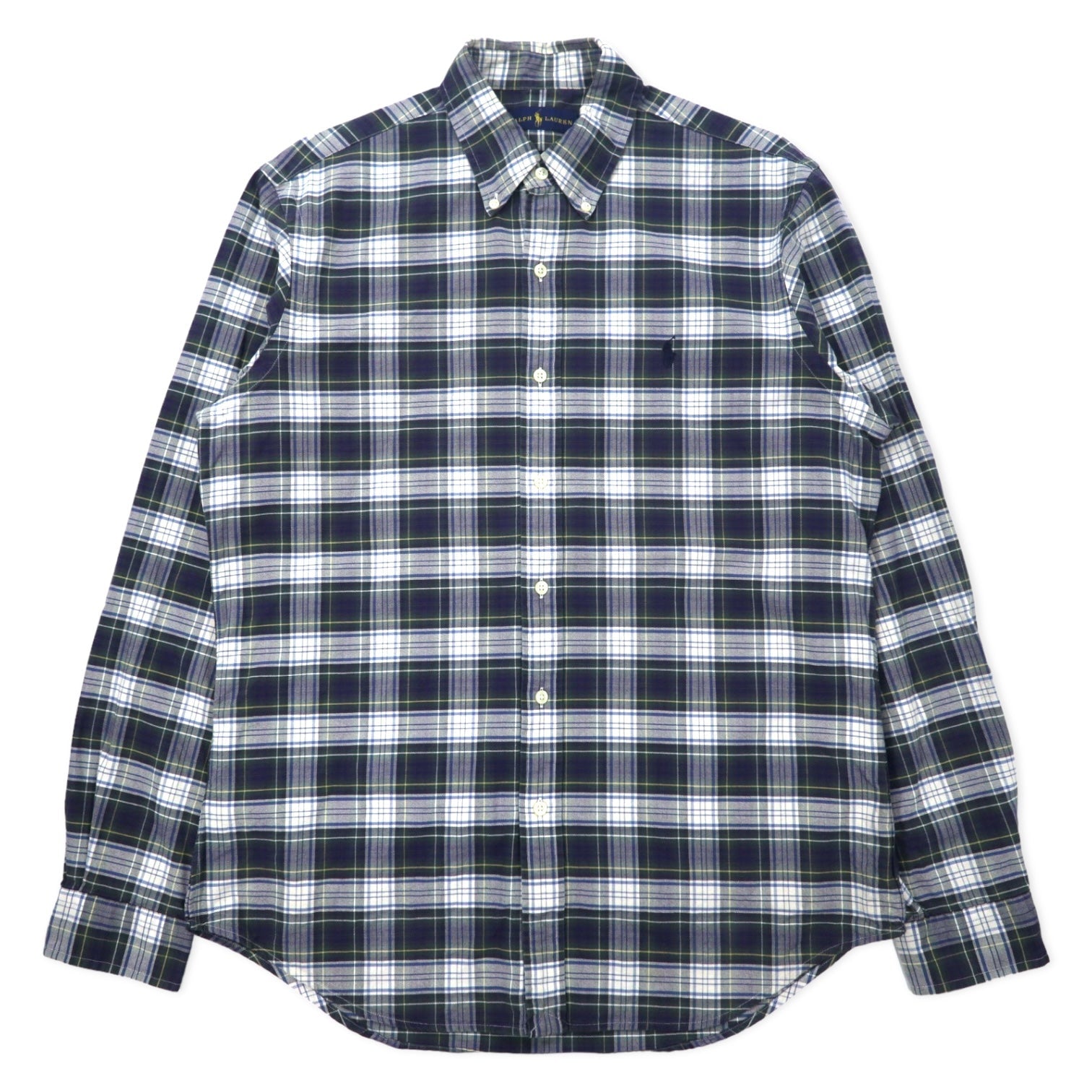 Camicia button-down RALPH LAUREN M verde a quadri, cotone, ricamo piccolo pony