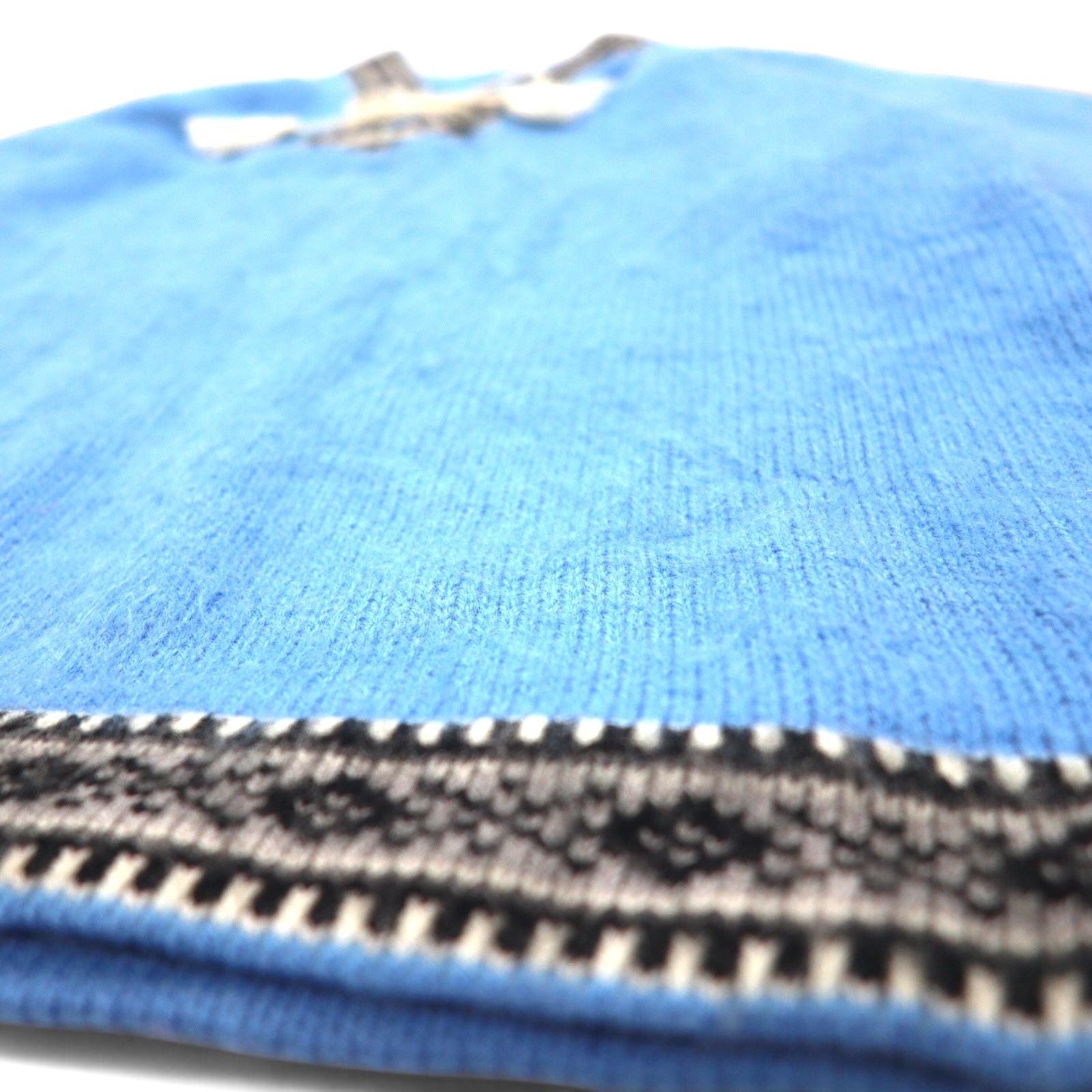 Vintage Tyrolean Knit Sweater チロリアン ニット セーター M ブルー アクリル フリンジ ノルディック