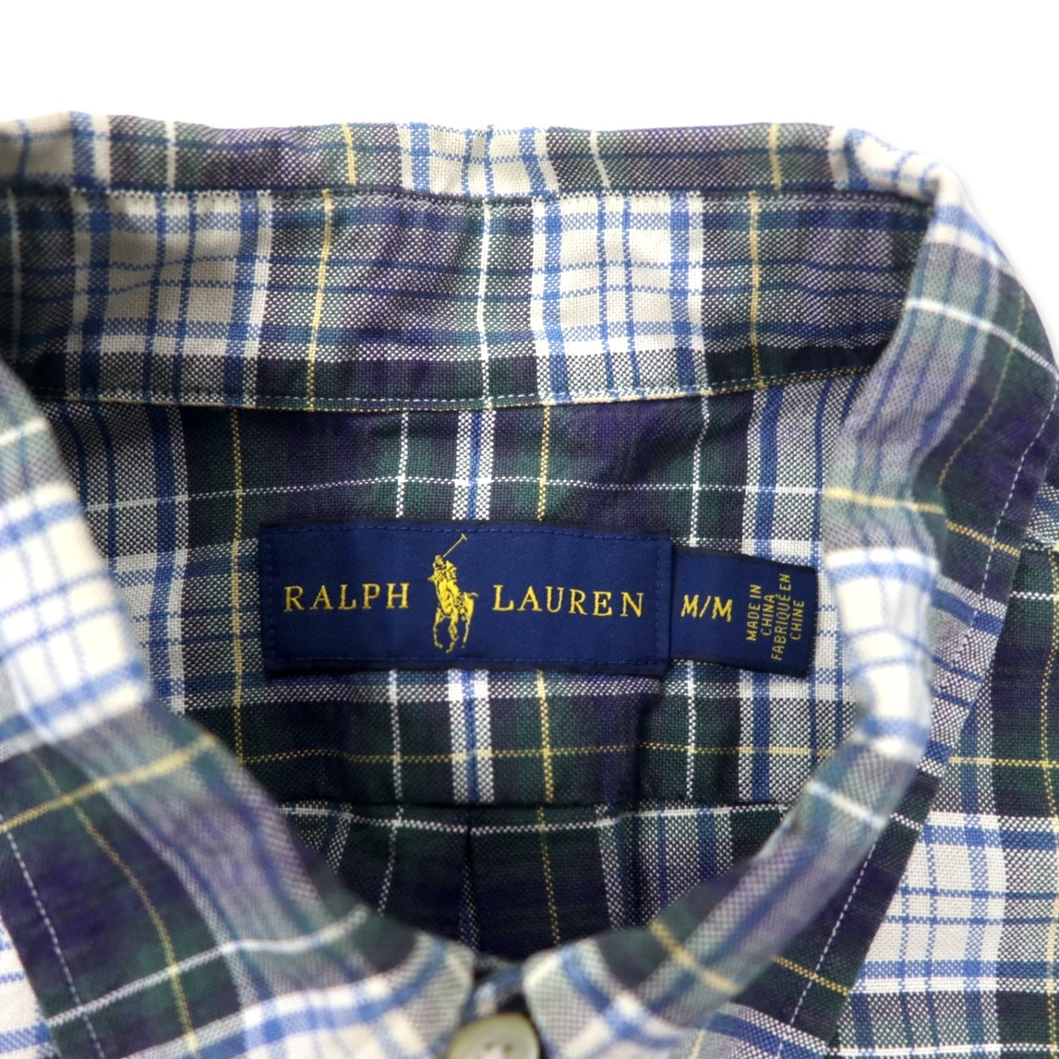 Camicia button-down RALPH LAUREN M verde a quadri, cotone, ricamo piccolo pony