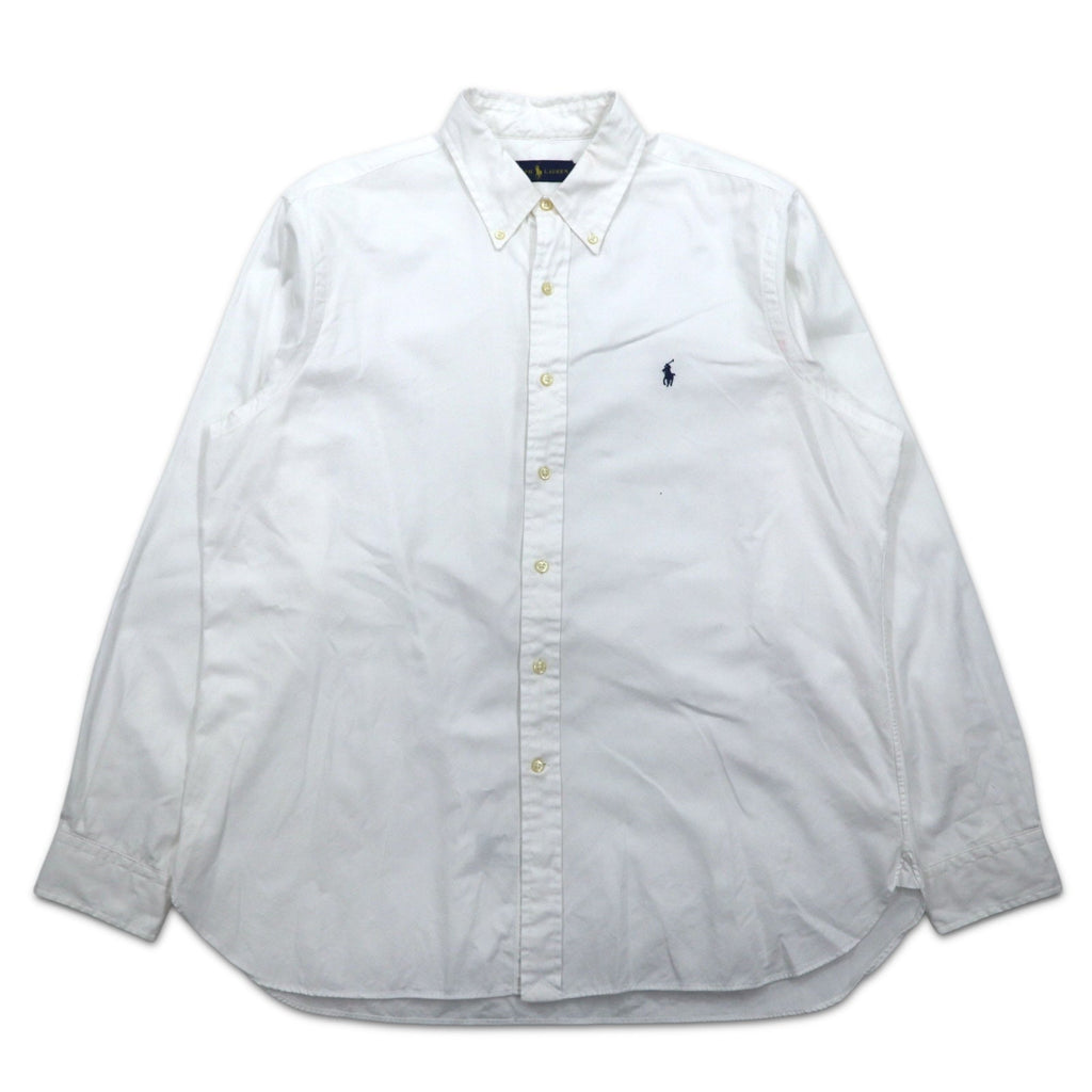RALPH LAUREN Camicia button-down in oxford, taglia XL, colore bianco, cotone, piccolo ricamo con pony, made in Sri Lanka