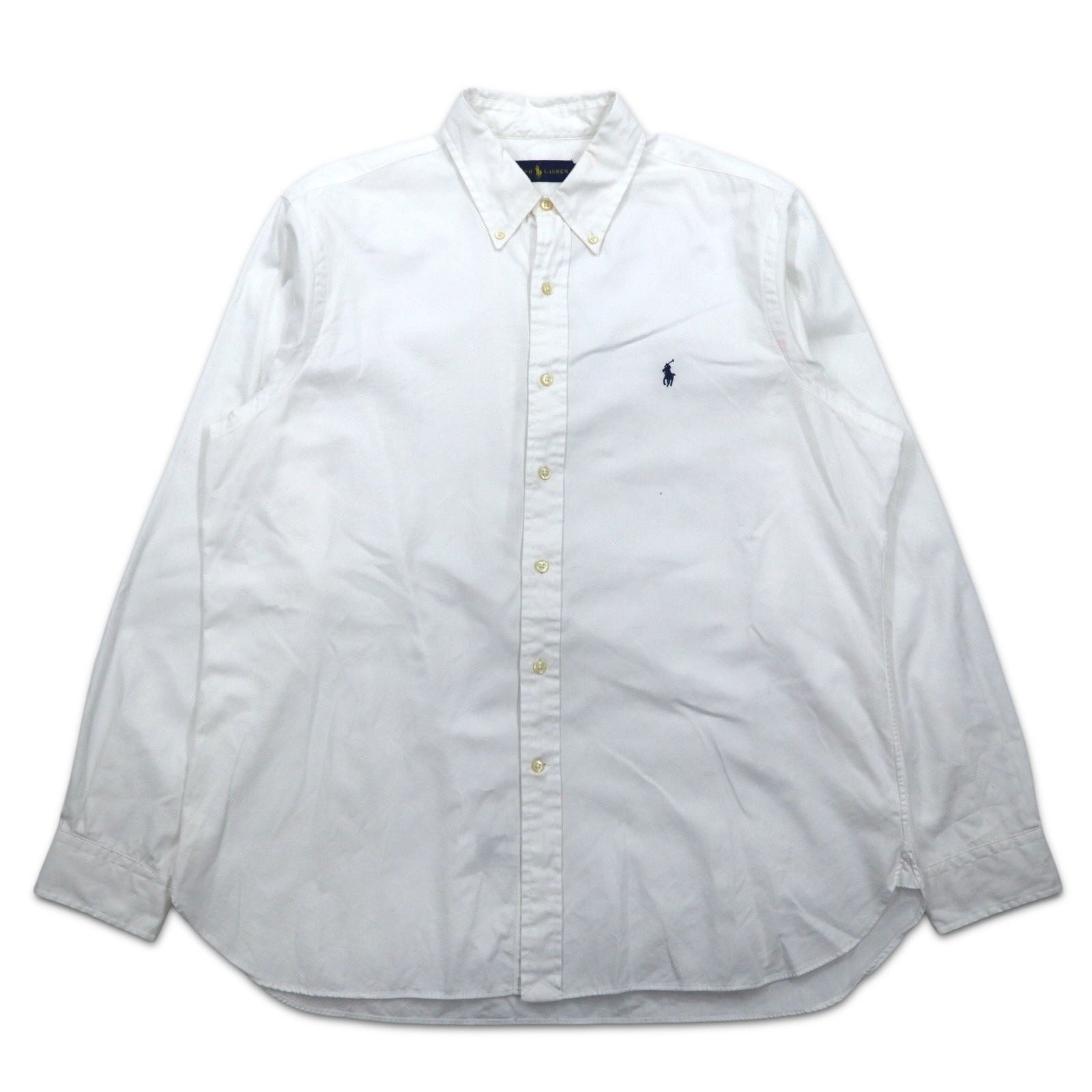 RALPH LAUREN Camicia button-down in oxford, taglia XL, colore bianco, cotone, piccolo ricamo con pony, made in Sri Lanka