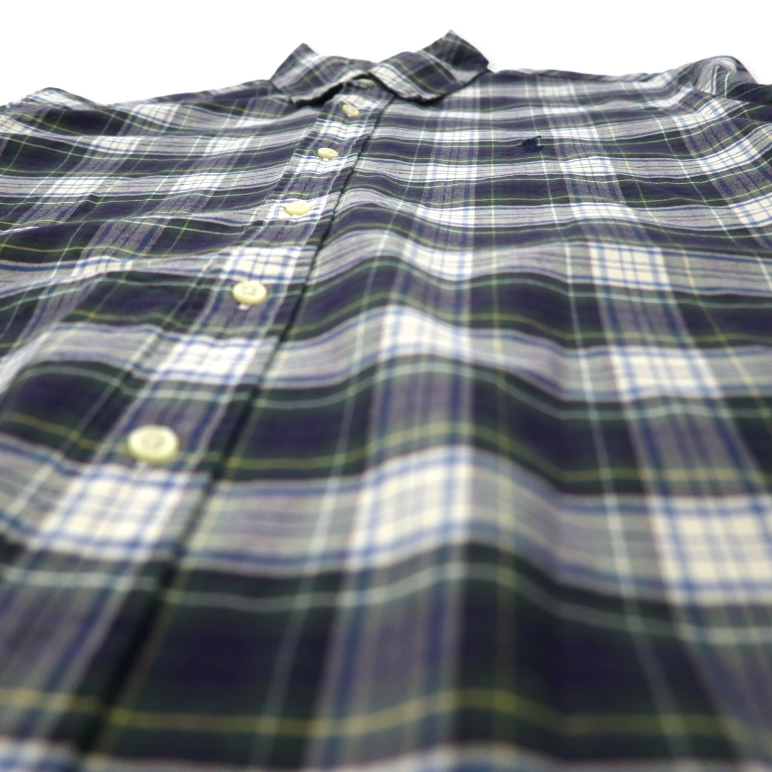 Camicia button-down RALPH LAUREN M verde a quadri, cotone, ricamo piccolo pony