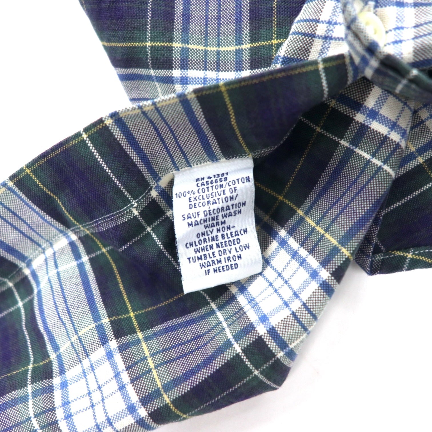 Camicia button-down RALPH LAUREN M verde a quadri, cotone, ricamo piccolo pony