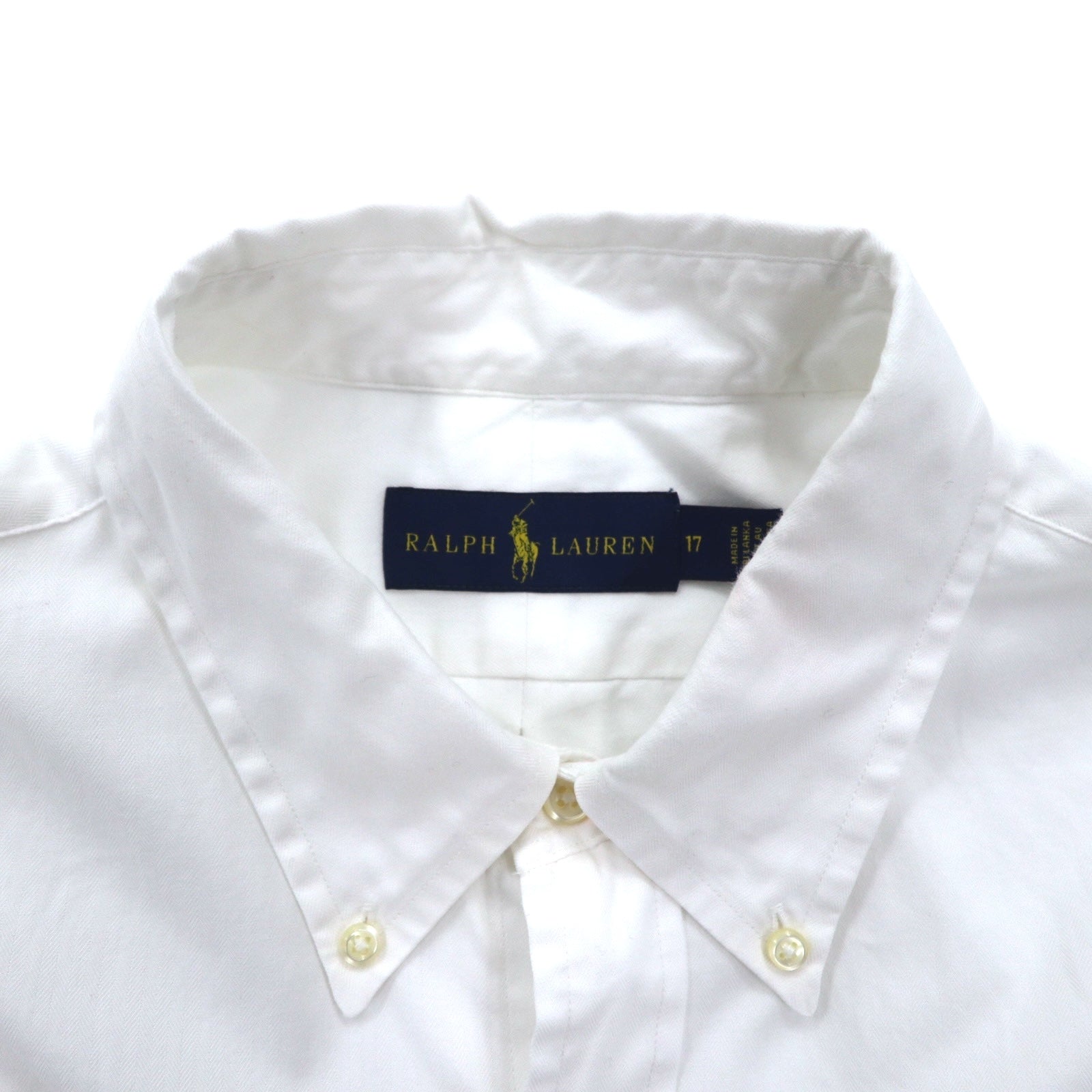 RALPH LAUREN Camicia button-down in oxford, taglia XL, colore bianco, cotone, piccolo ricamo con pony, made in Sri Lanka