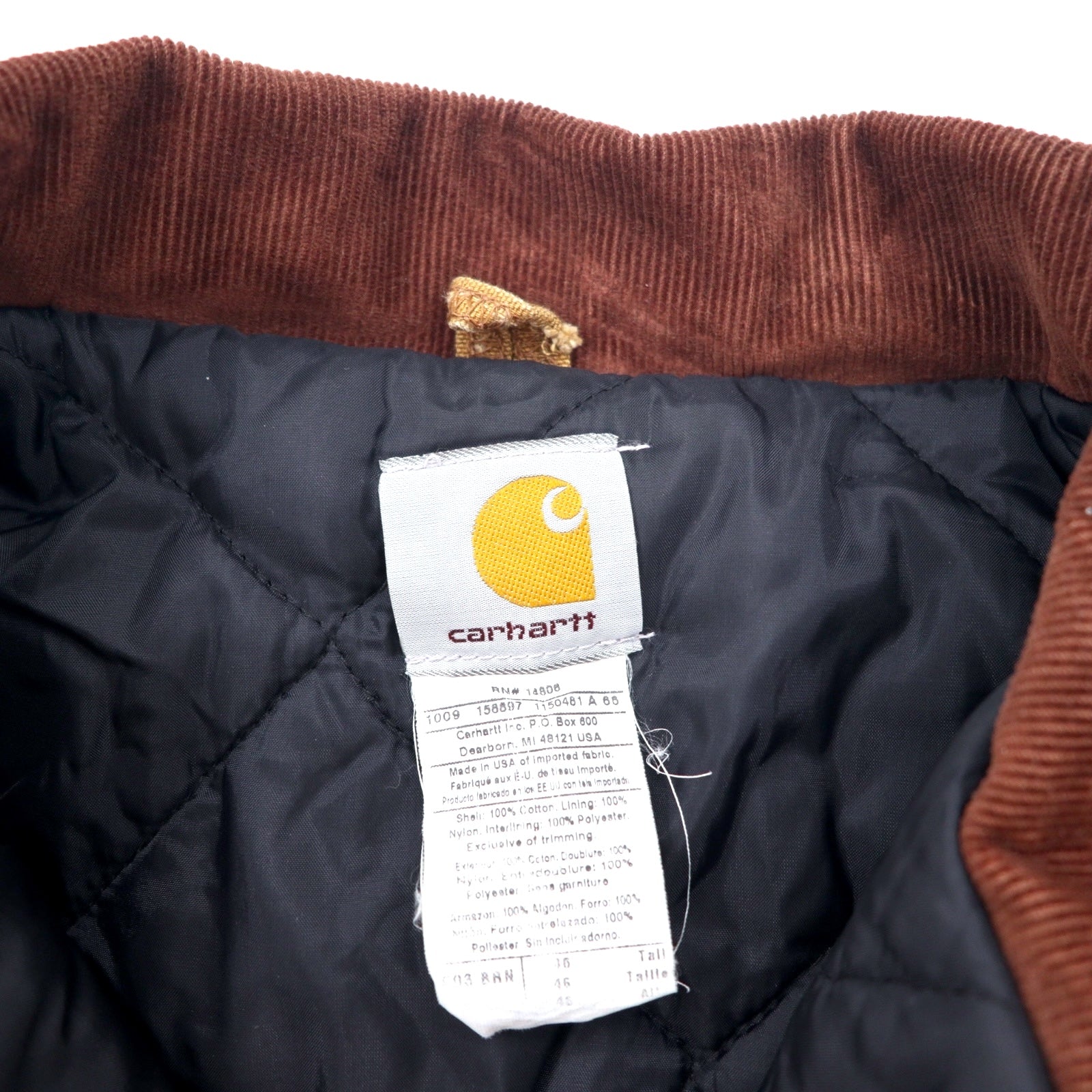 Carhartt USA Giacca tradizionale in tela di cotone, taglia 46 TALL, colore beige, colletto in velluto a coste, fodera trapuntata, imbottitura termica Arctic Traditional Coat C03