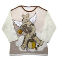Castelbajac Sport anni '90 maglione in maglia a intarsi taglia M beige lino con personaggio made in Japan