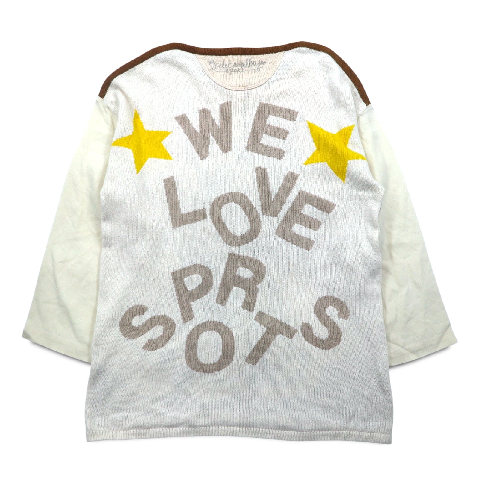 Castelbajac Sport anni '90 maglione in maglia a intarsi taglia M beige lino con personaggio made in Japan