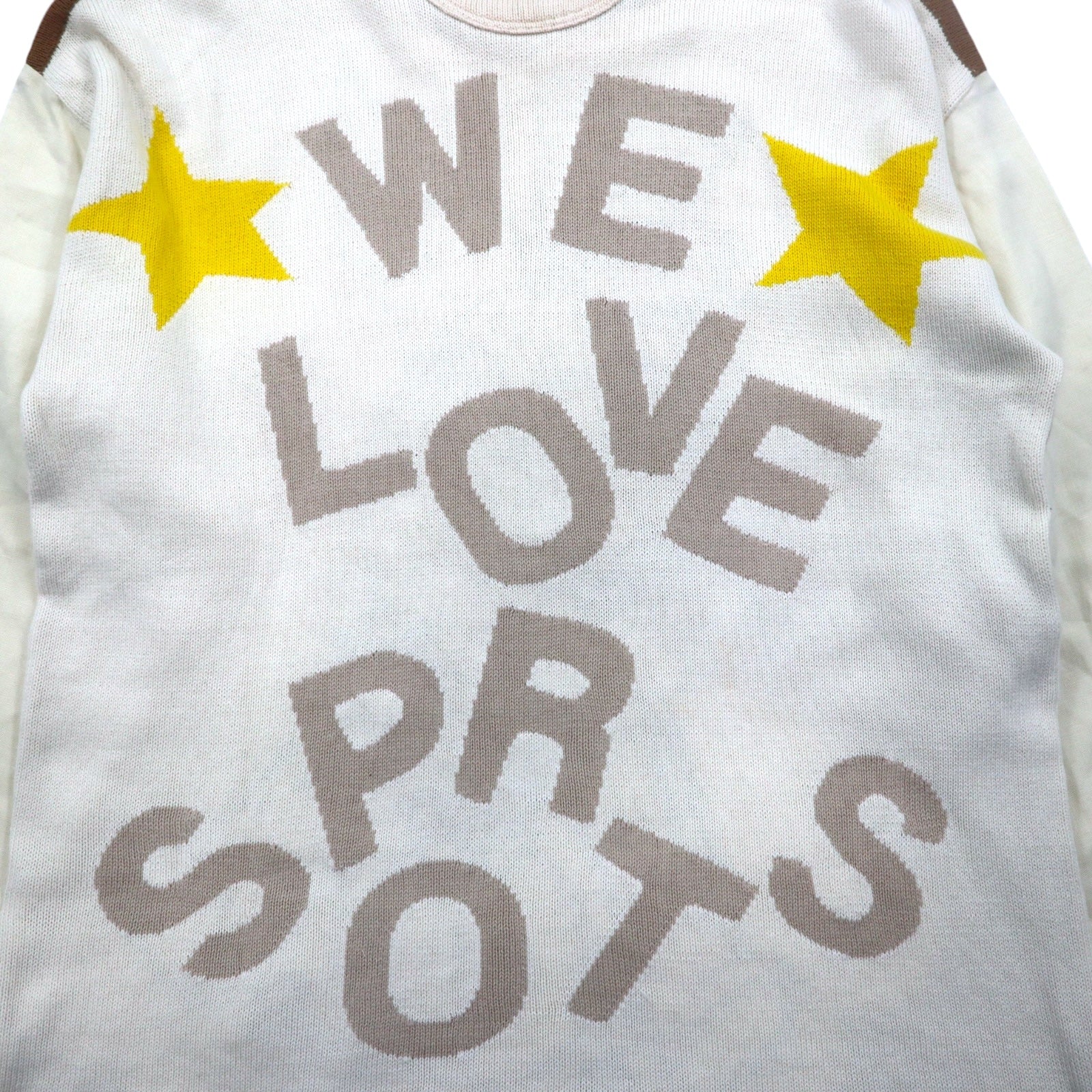 Castelbajac Sport anni '90 maglione in maglia a intarsi taglia M beige lino con personaggio made in Japan