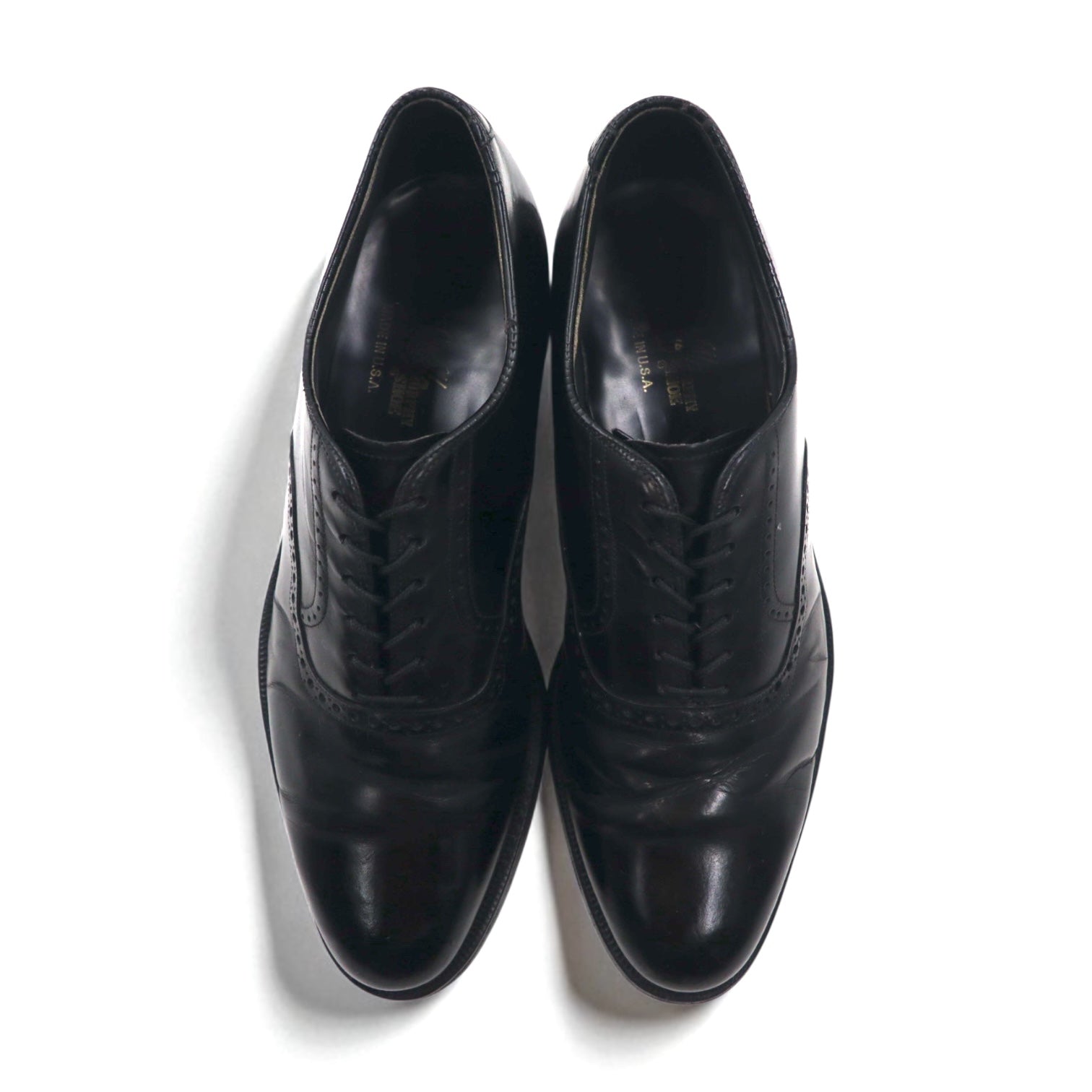 THE JOHNSTON & MURPHY SHOE 70年代 USA製 サドル ドレスシューズ 27-27.5cm ブラック レザー